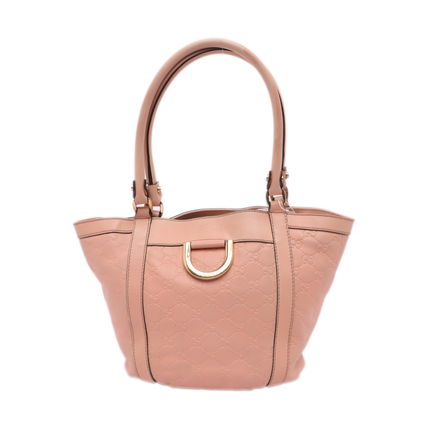 GUCCI D Gold Nude Pink Calfskin Monogrammed Tote Bag Single Shoulder Bag Golden hardware-(SKU)-13640994