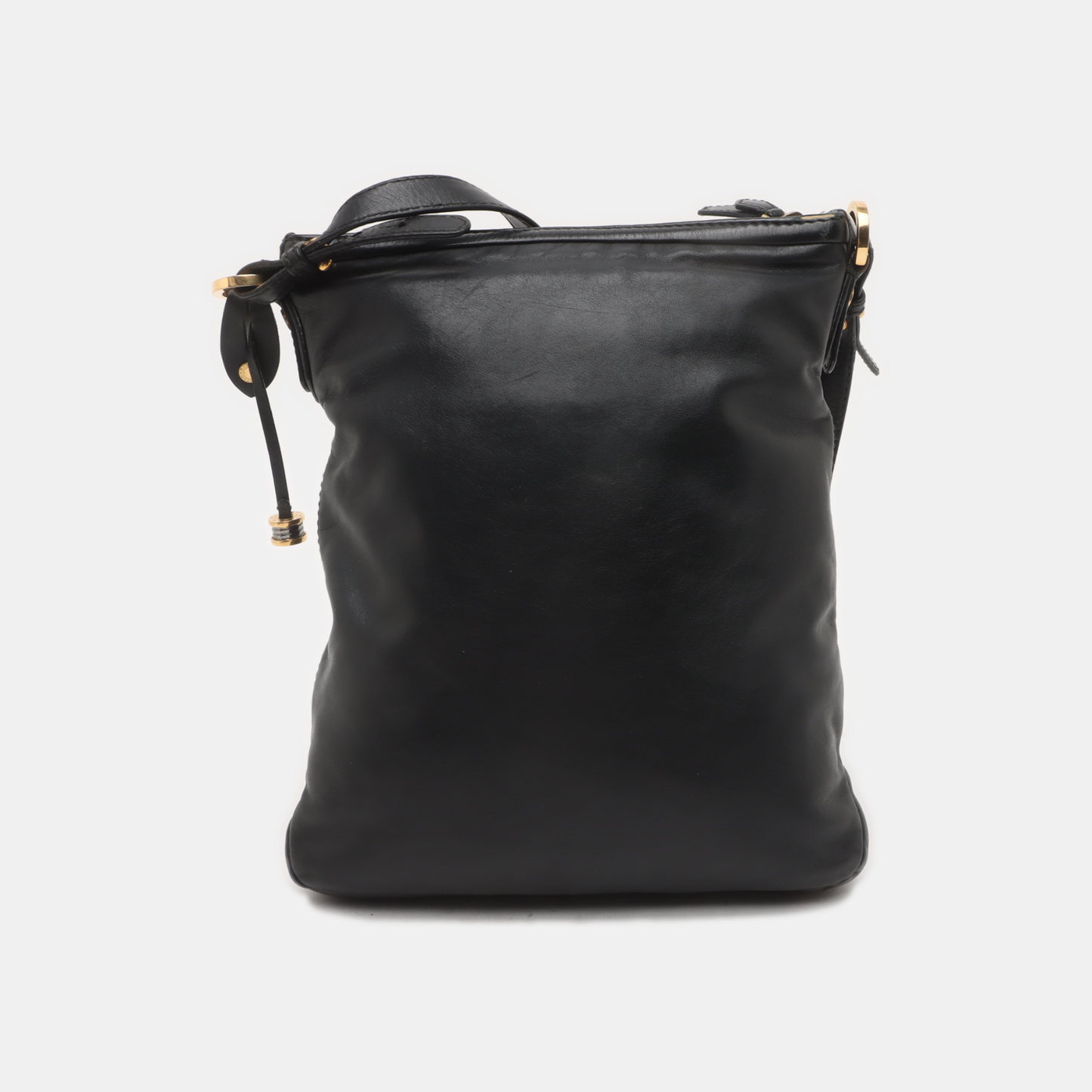 BVLGARI Black Leather Crossbody Bag Single Shoulder Bag Golden hardware Removable shoulder strap-(SKU)-929674210