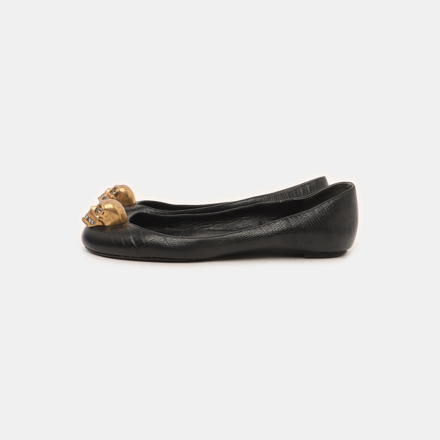 Alexander McQUEEN 35.5code Spring/Autumn Black Leather Women's Low-Cut Low-Heel Loafers-(SKU)-939893716
