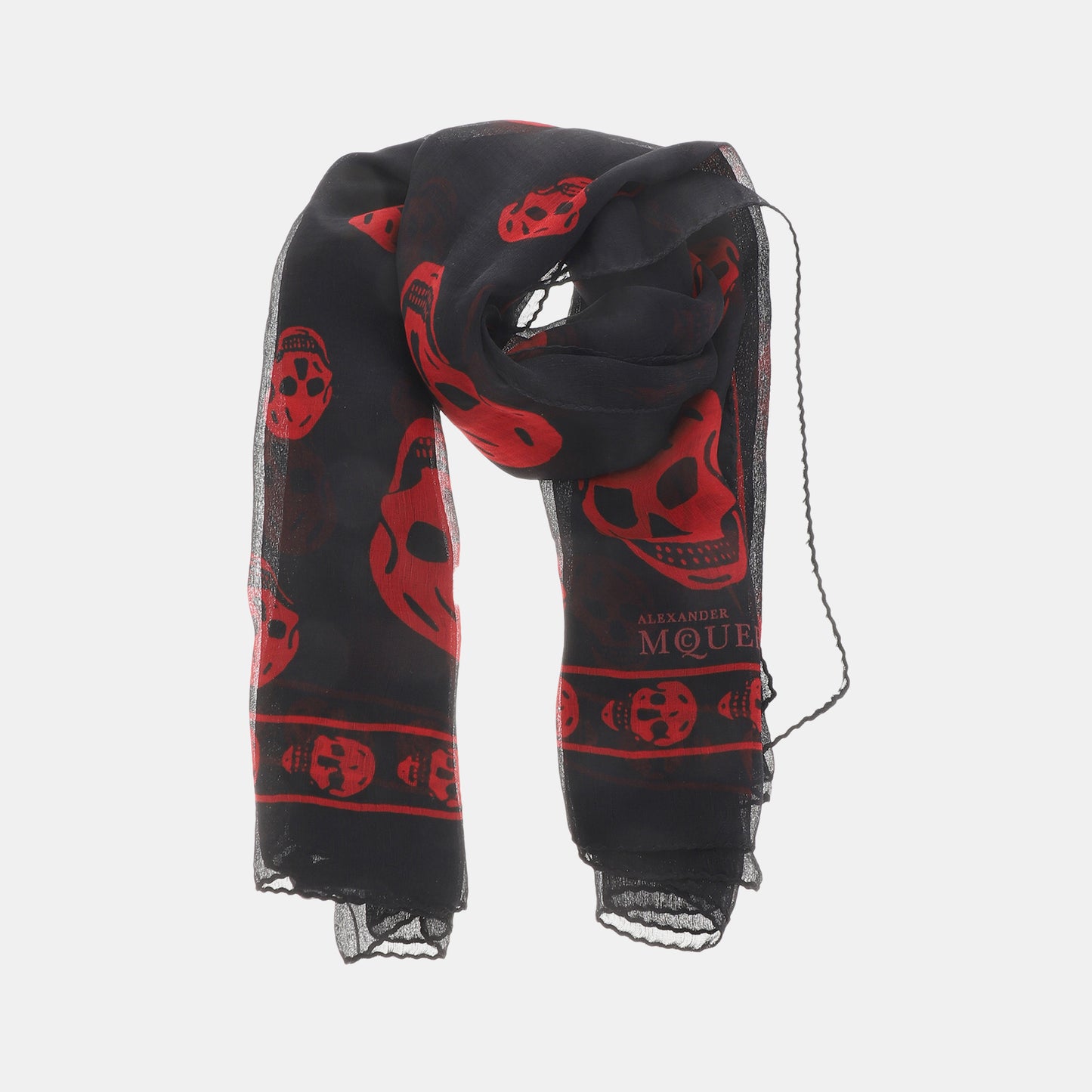 Alexander McQUEEN Black Silk Scarf-(SKU)-942001435