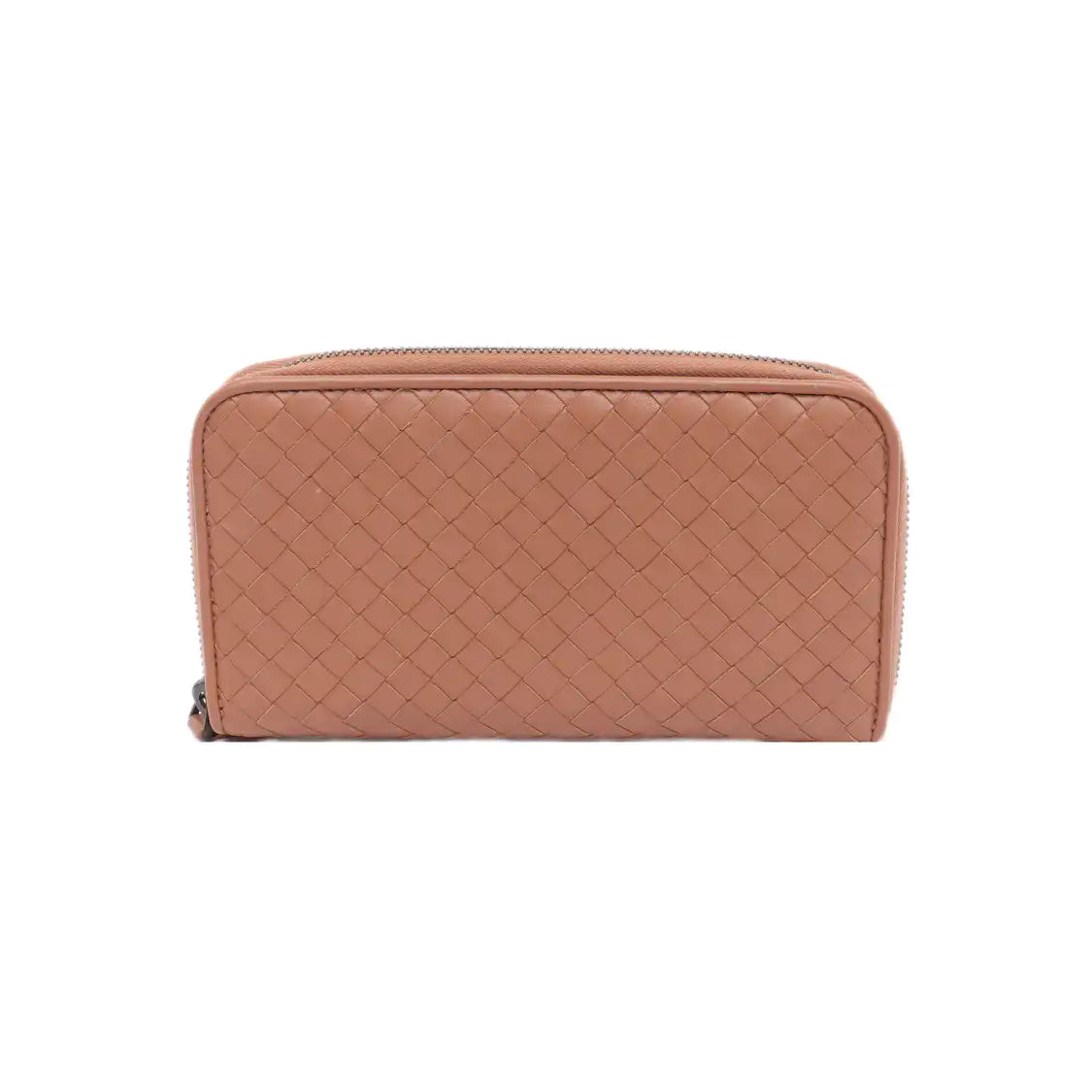 BOTTEGA VENETA Pink Cowhide Woven Wallet Black hardware-(SKU)-13502848