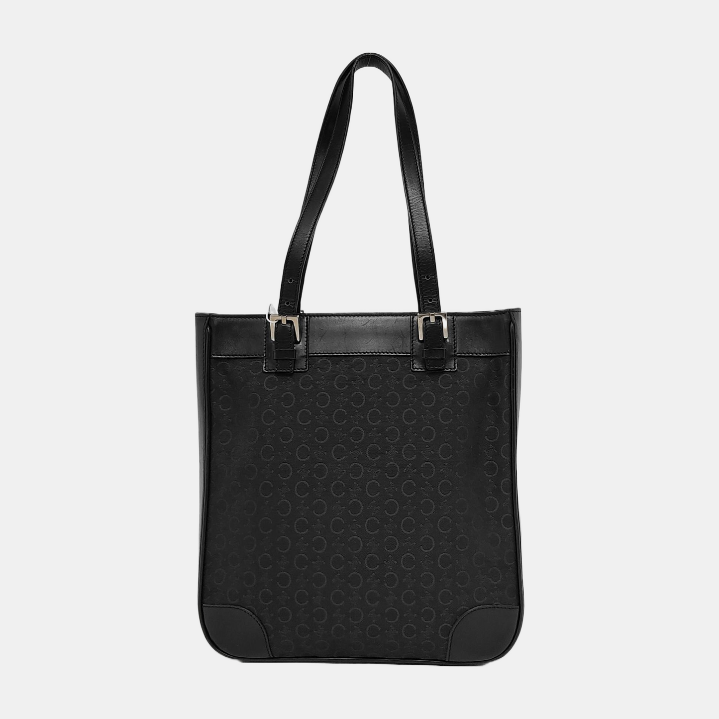 CELINE Tote bag Black Canvas Floral Single Shoulder and Handbag Silver Hardware shoulder straps-(SKU)-944828633
