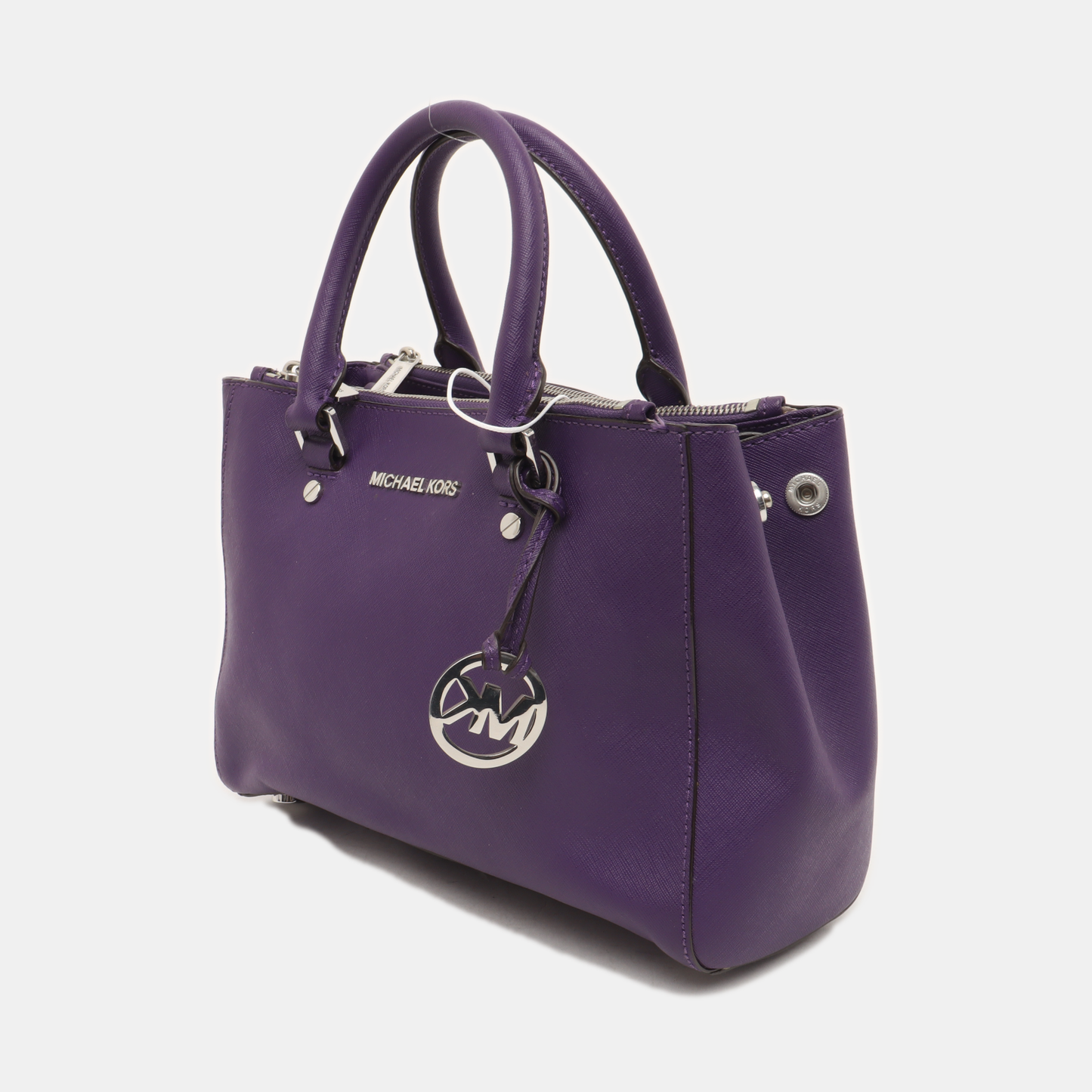 MICHAEL KORS Small size Purple Leather Textured Studs Single Shoulder Bag Handbag Crossbody Silver Hardware Removable shoulder strap-(SKU)-930756966