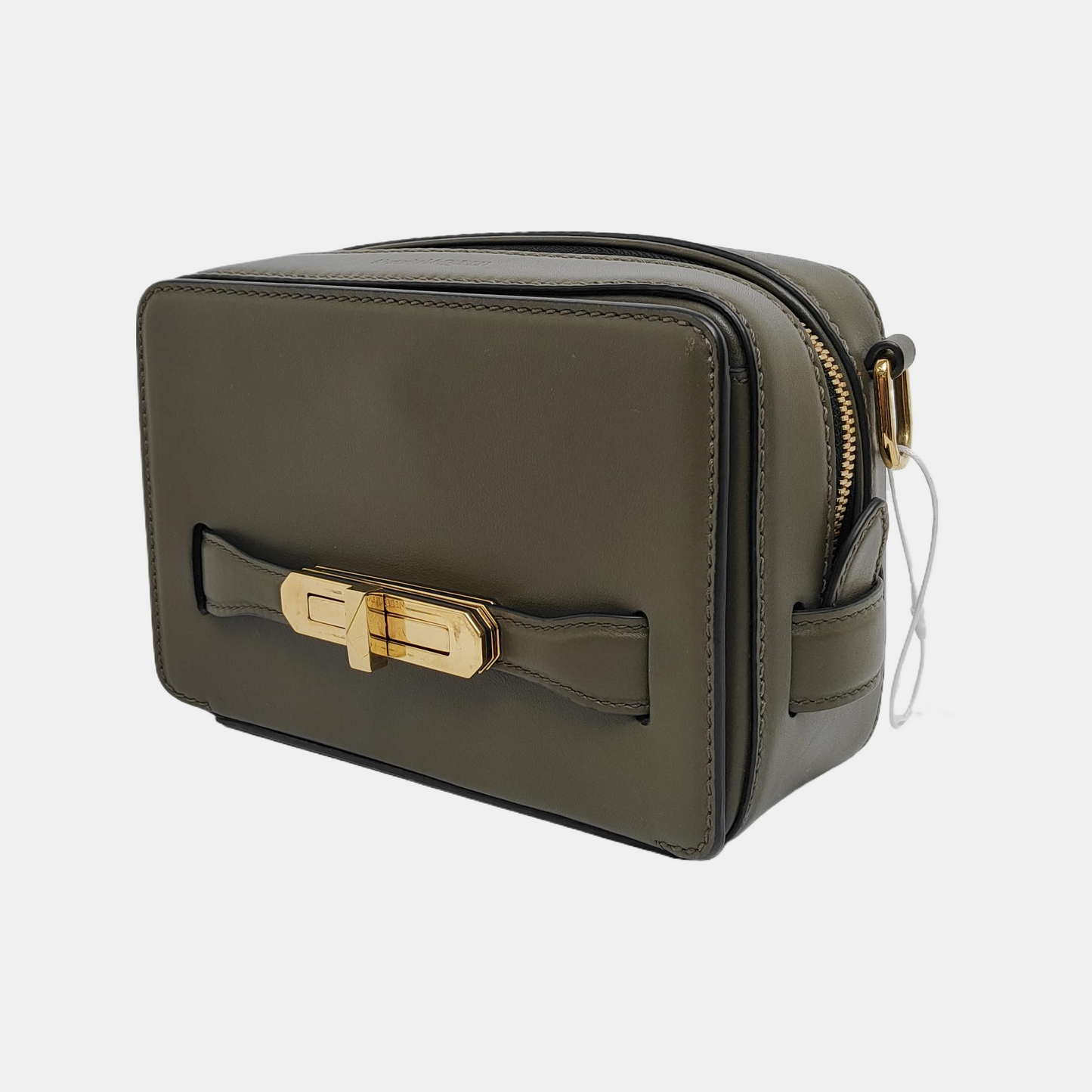 Alexander McQUEEN Camera Bag Dark Green Calfskin Embossed Single Shoulder Bag Golden hardware Removable shoulder strap-(SKU)-940170035