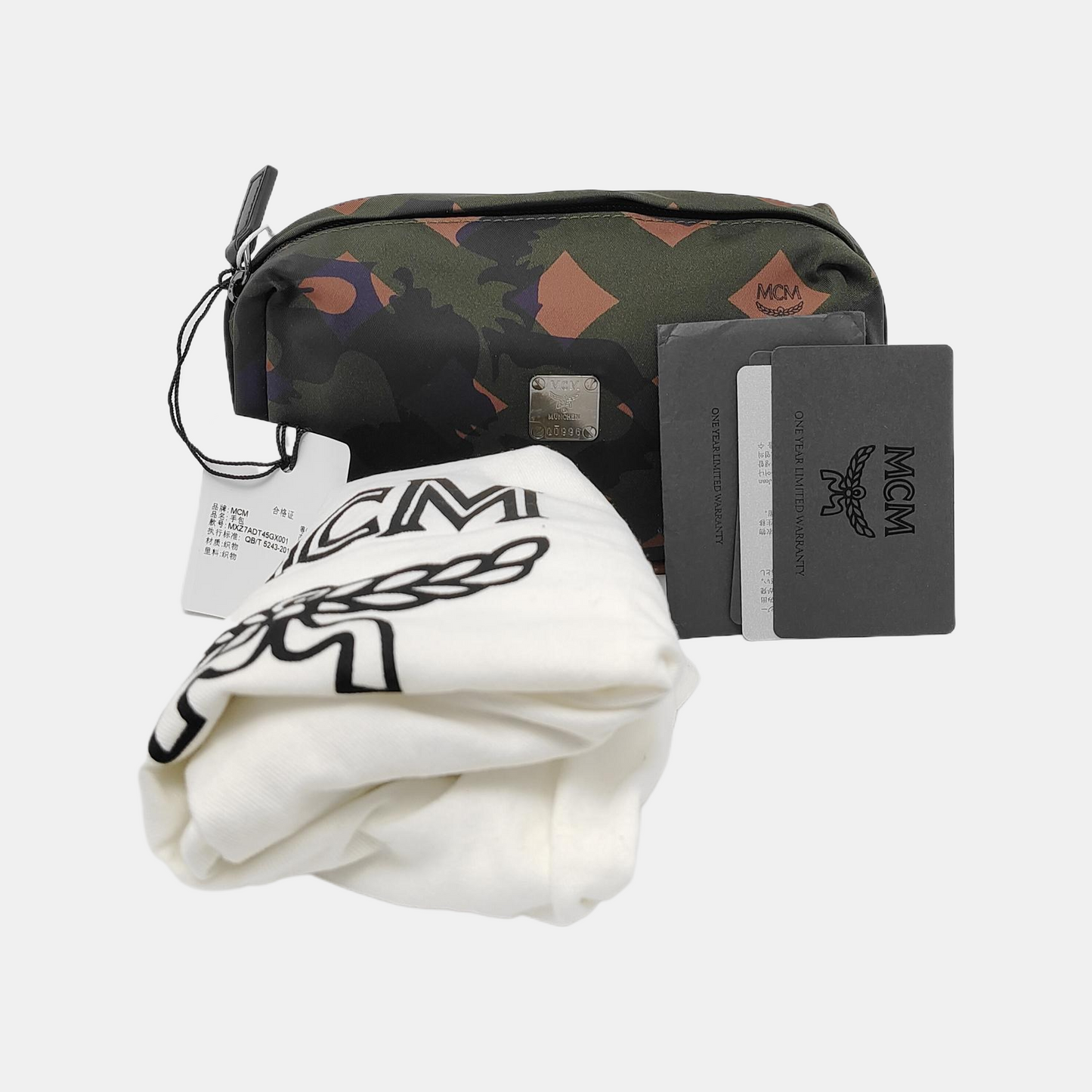 MCM Dark Green Nylon Printed Clutch Black hardware-(SKU)-944008228