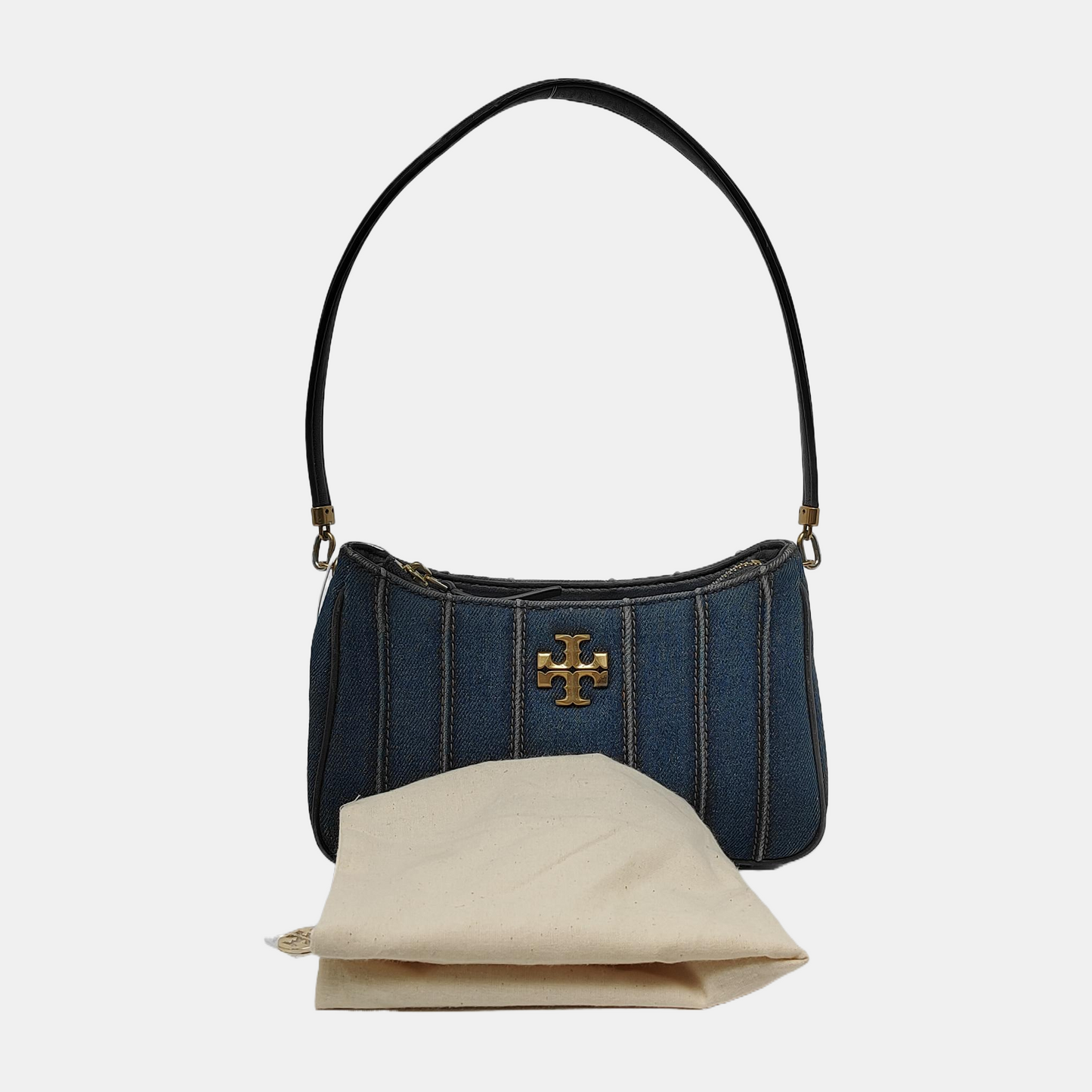 TORY BURCH Blue Fabric Quilted Single Shoulder Bag, Handbag Golden hardware-(SKU)-940595833