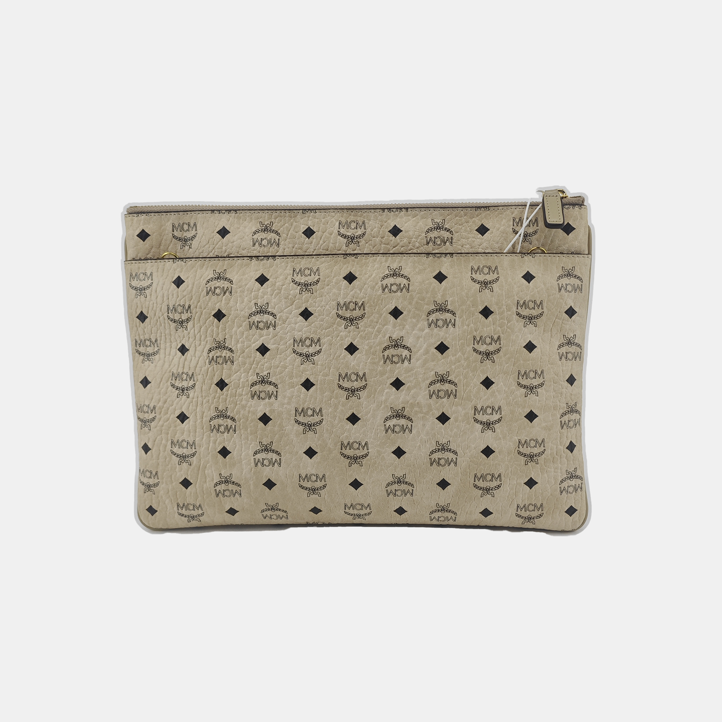 MCM Medium size Beige coated canvas old flower printed single shoulder bag, handbag, crossbody bag Golden hardware Removable shoulder strap-(SKU)-938655064
