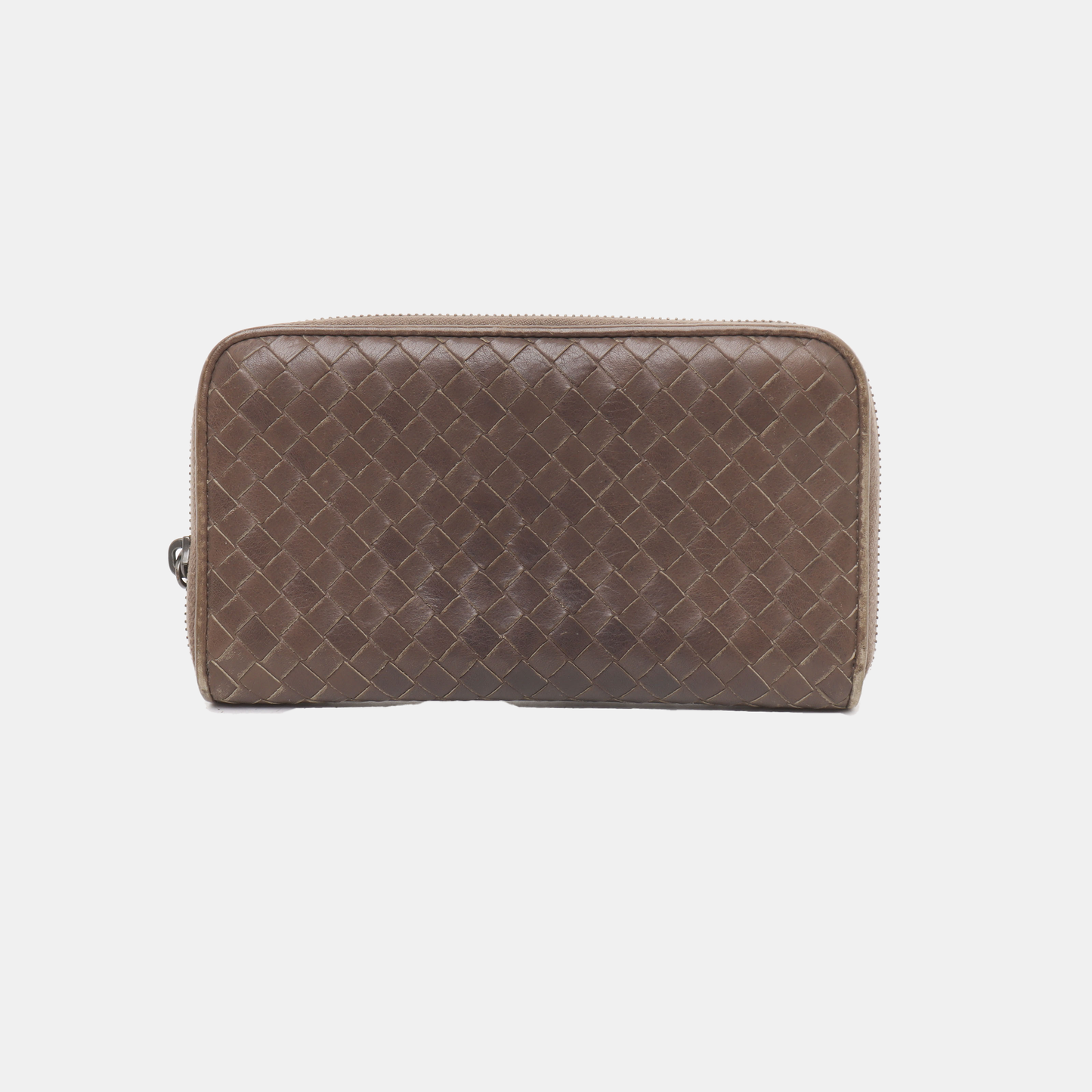BOTTEGA VENETA Dark Brown Cowhide Woven Wallet Black hardware-(SKU)-939008283
