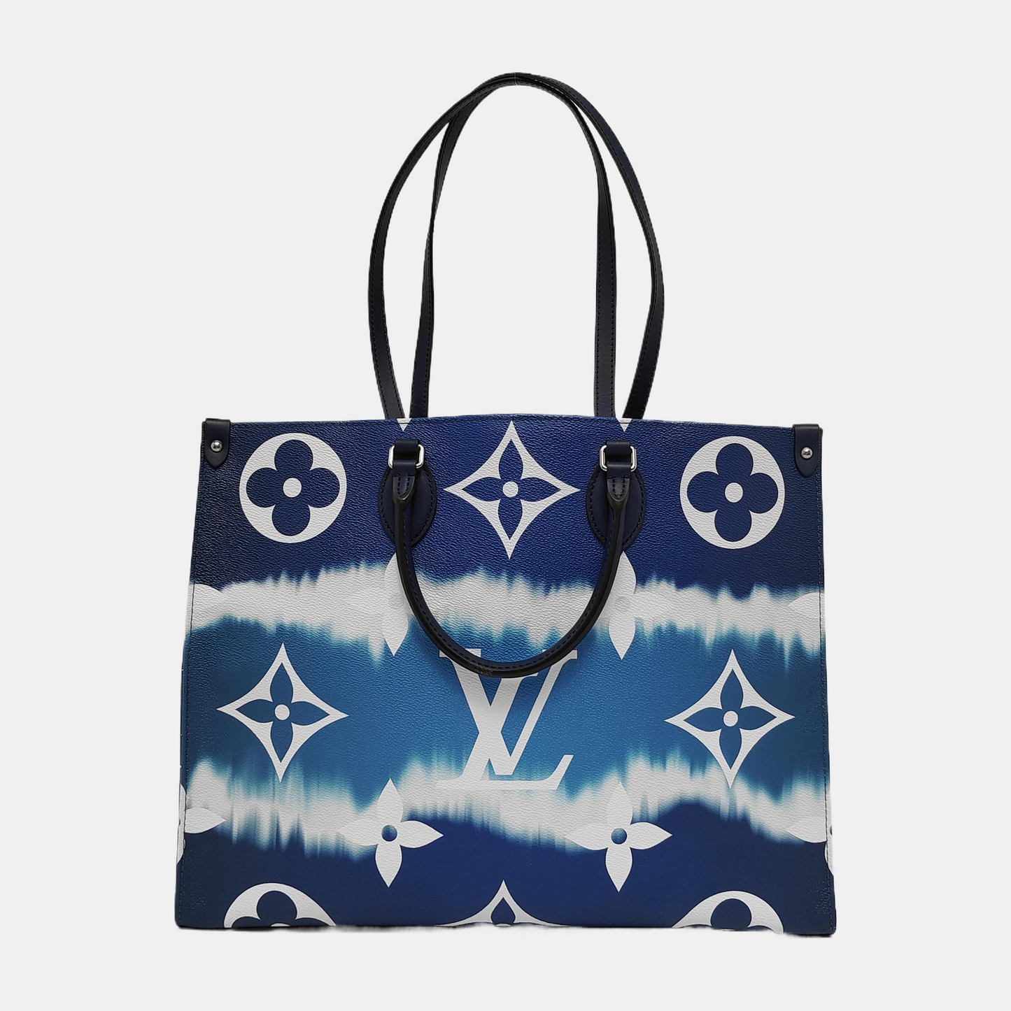 LOUIS VUITTON ONTHEGO Large Blue Coated Canvas Printed Jungle Backpack Shoulder Bag Handbag Silver Hardware-(SKU)-943857916