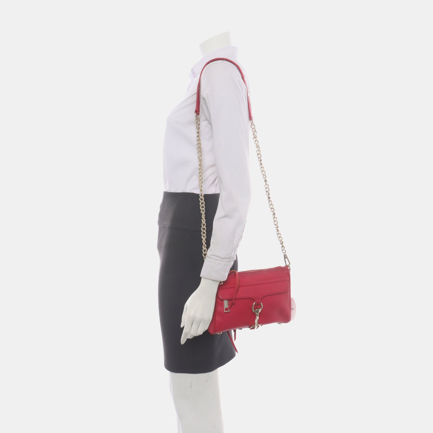 REBECCA MINKOFF M.A.C. Fuchsia Cowhide Single Shoulder Bag Crossbody Golden hardware Removable shoulder strap-(SKU)-935255870