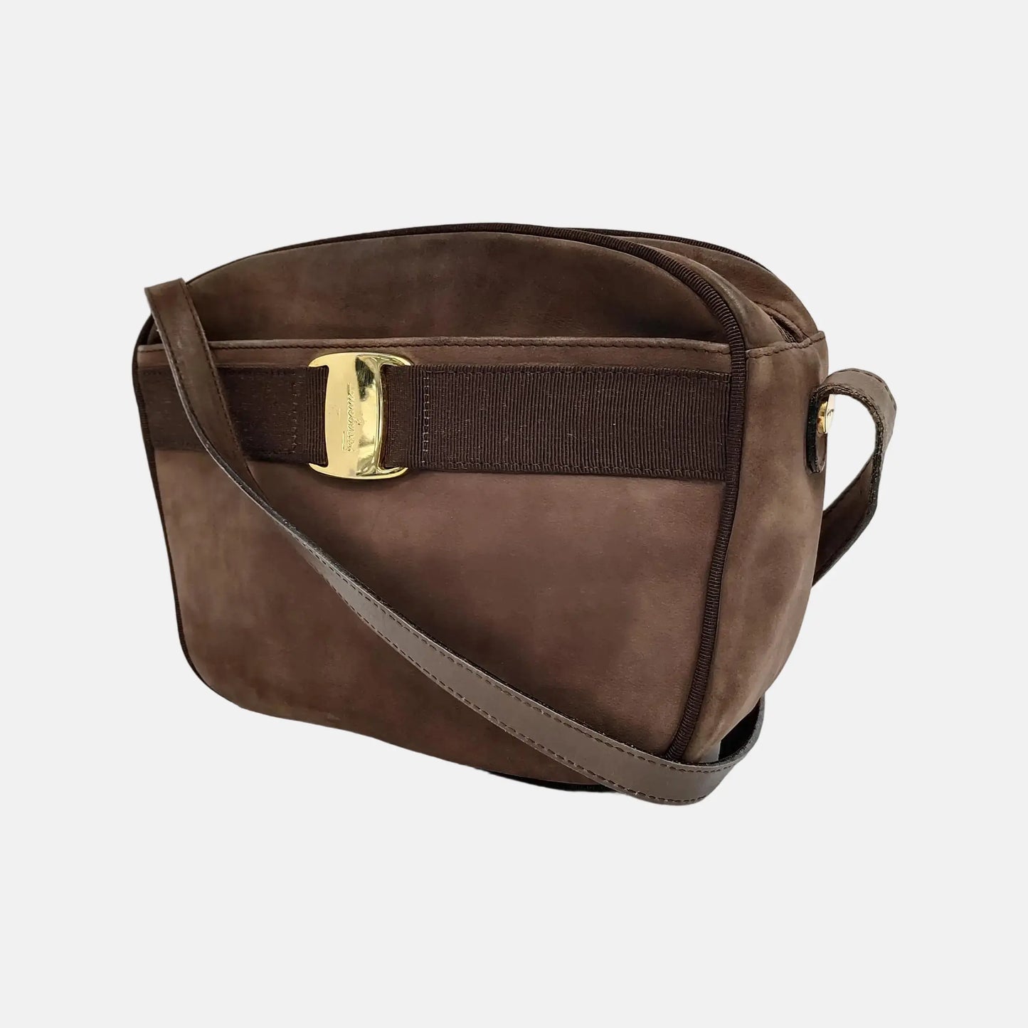 FERRAGAMO Vara Brown Leather Crossbody Single Shoulder Bag Golden hardware-(SKU)-944711429