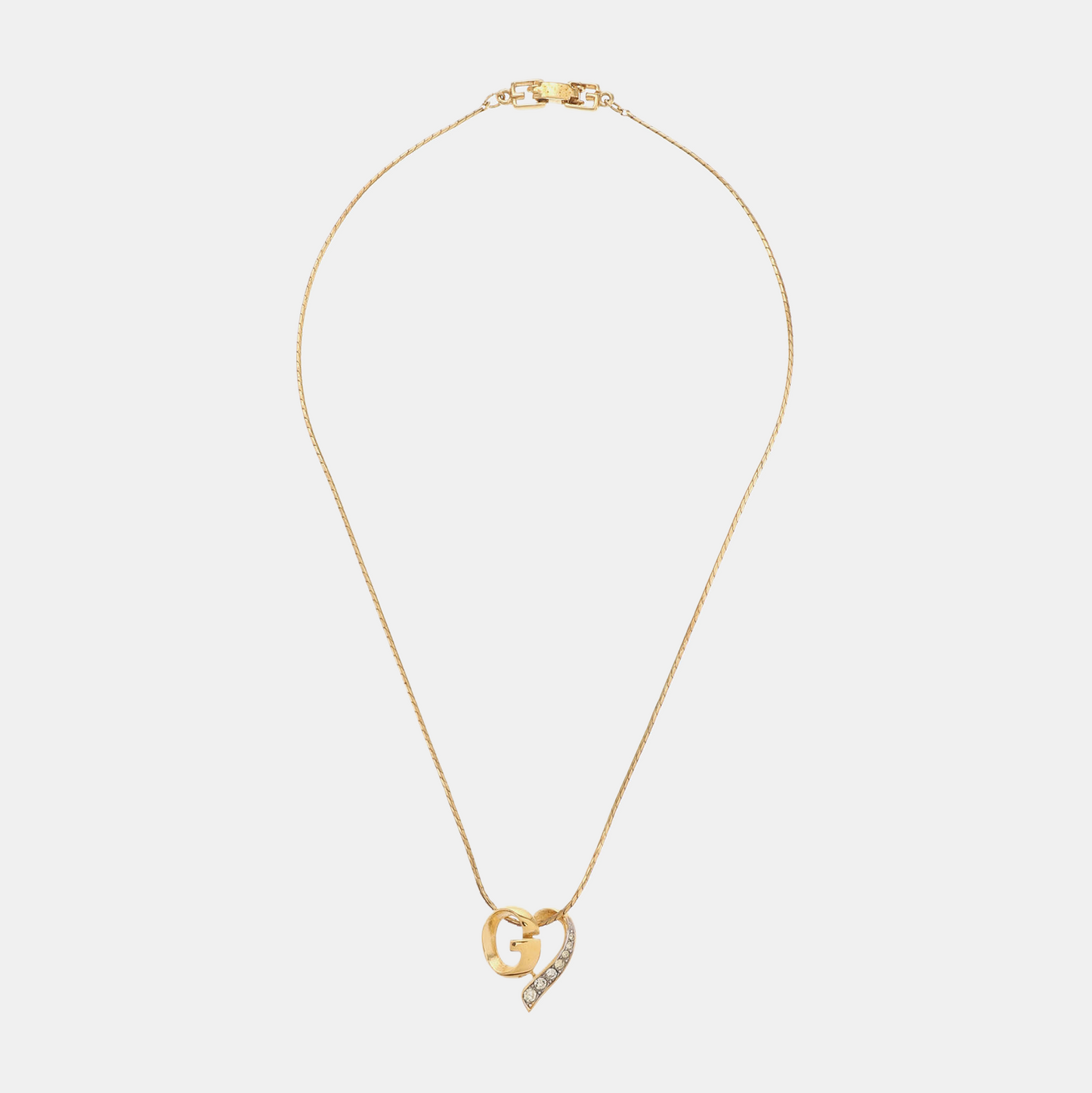 GIVENCHY G Link Gold Alloy Artificial Crystal Embedded Necklace Length37cm-(SKU)-942285158
