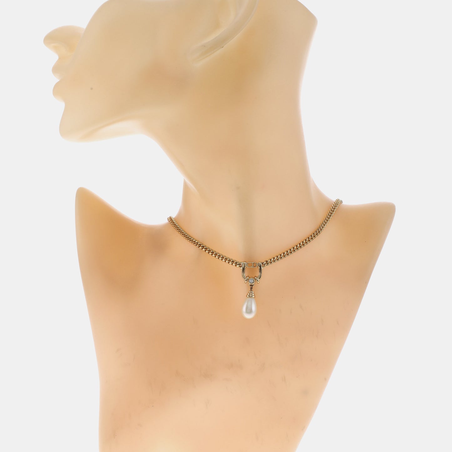 DIOR Gold Alloy Artificial Pearl and Diamond Necklace Length44cm-(SKU)-941361865