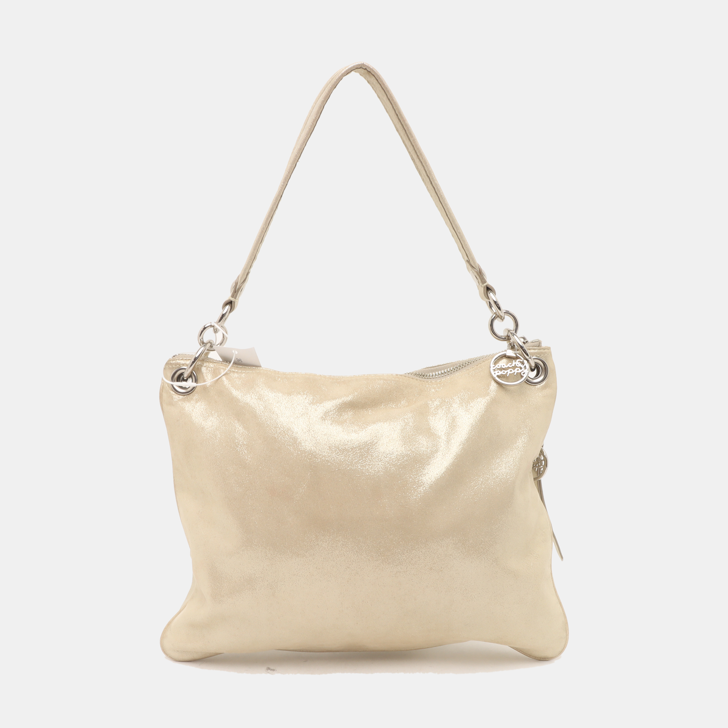 COACH Champagne Special Material Patchwork Quilted Single Shoulder Bag Silver Hardware Removable shoulder strap-(SKU)-937632095