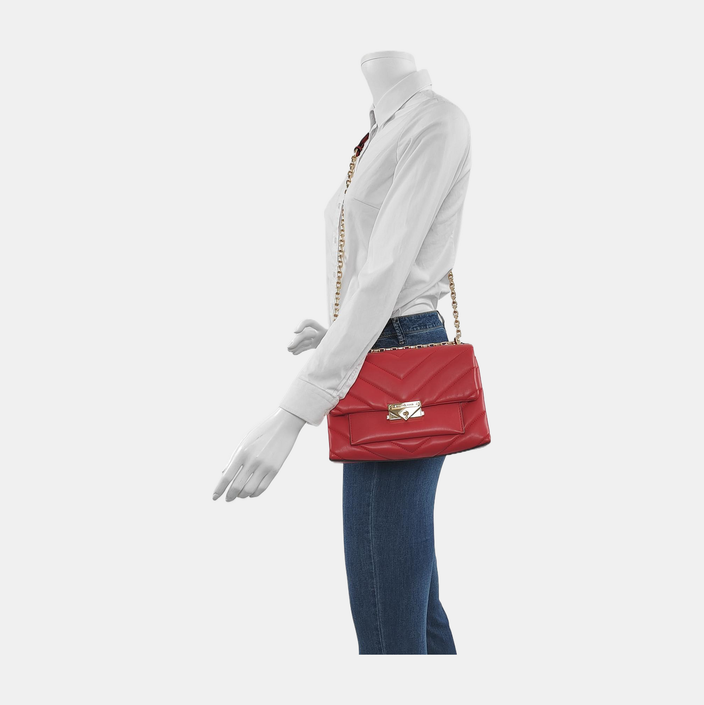 MICHAEL KORS Cece Medium size Red Cowhide Quilted Crossbody Bag Single Shoulder Bag Golden hardware Removable shoulder strap-(SKU)-944079945