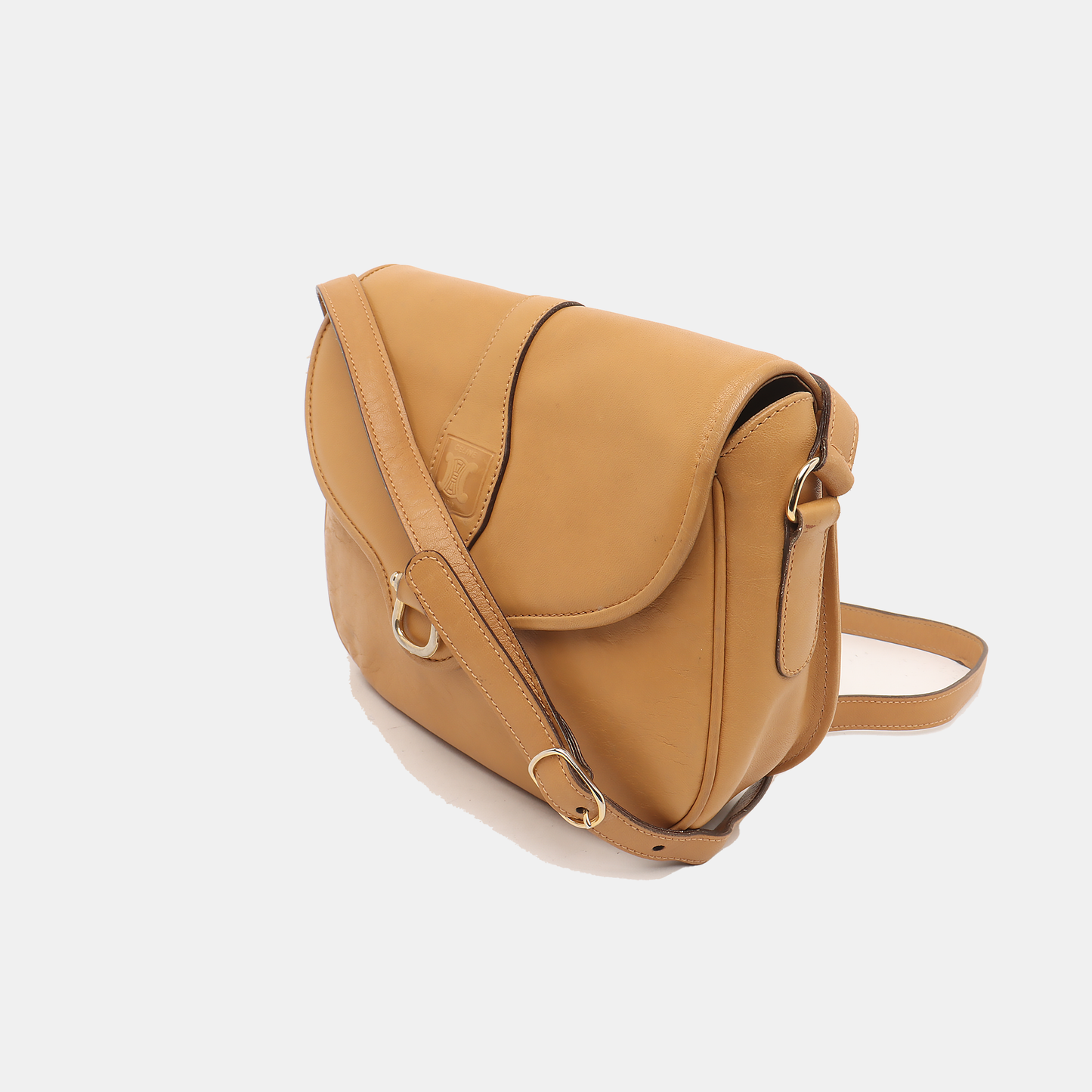 CELINE Brown Leather Single Shoulder Bag Crossbody Bag Silver Hardware-(SKU)-14353451