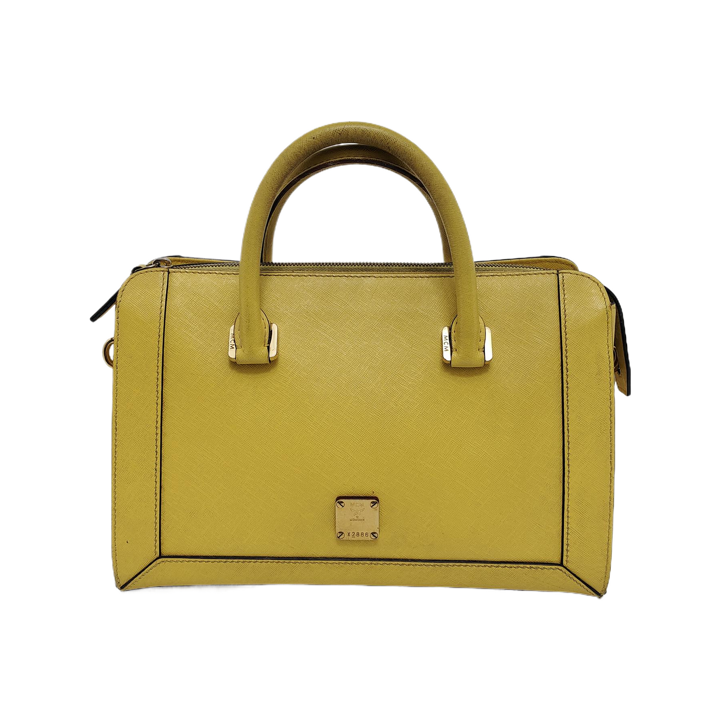 MCM NUOVO Yellow Leather Sling Shoulder Bag Golden hardware Removable shoulder strap-(SKU)-940313912