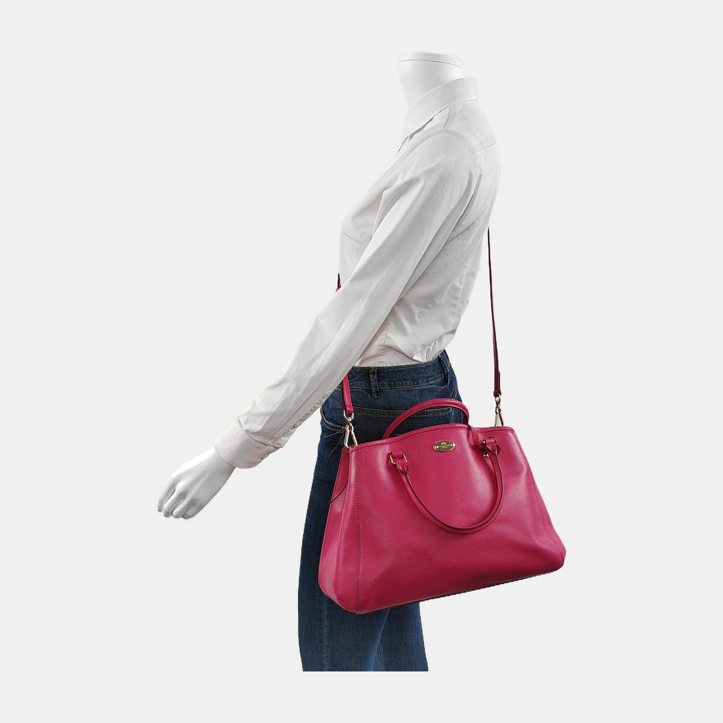 COACH MARGOT Pink Leather Single Shoulder Bag Handbag Crossbody Bag Golden hardware Removable shoulder strap-(SKU)-944147467
