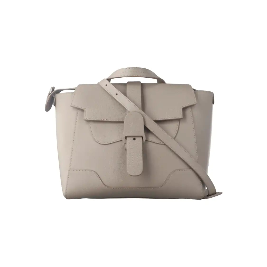 senreve Gray Cow Leather Embossed Single Shoulder Bag Backpack Silver Hardware Removable shoulder strap-(SKU)-14223070