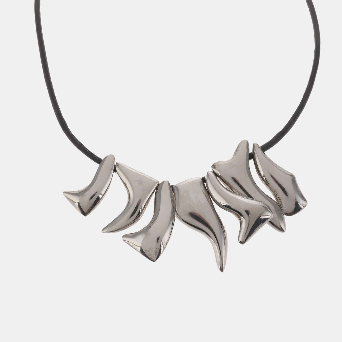 FERRAGAMO Silver Leather Alloy Necklace Length44cm-(SKU)-940395883