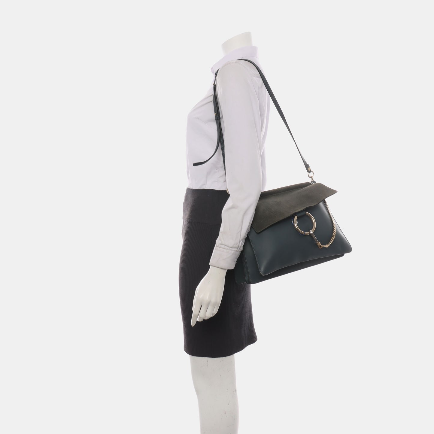 Chloé Faye Medium size Color block cowhide shoulder bag crossbody bag Golden hardware Removable shoulder strap-(SKU)-936442093