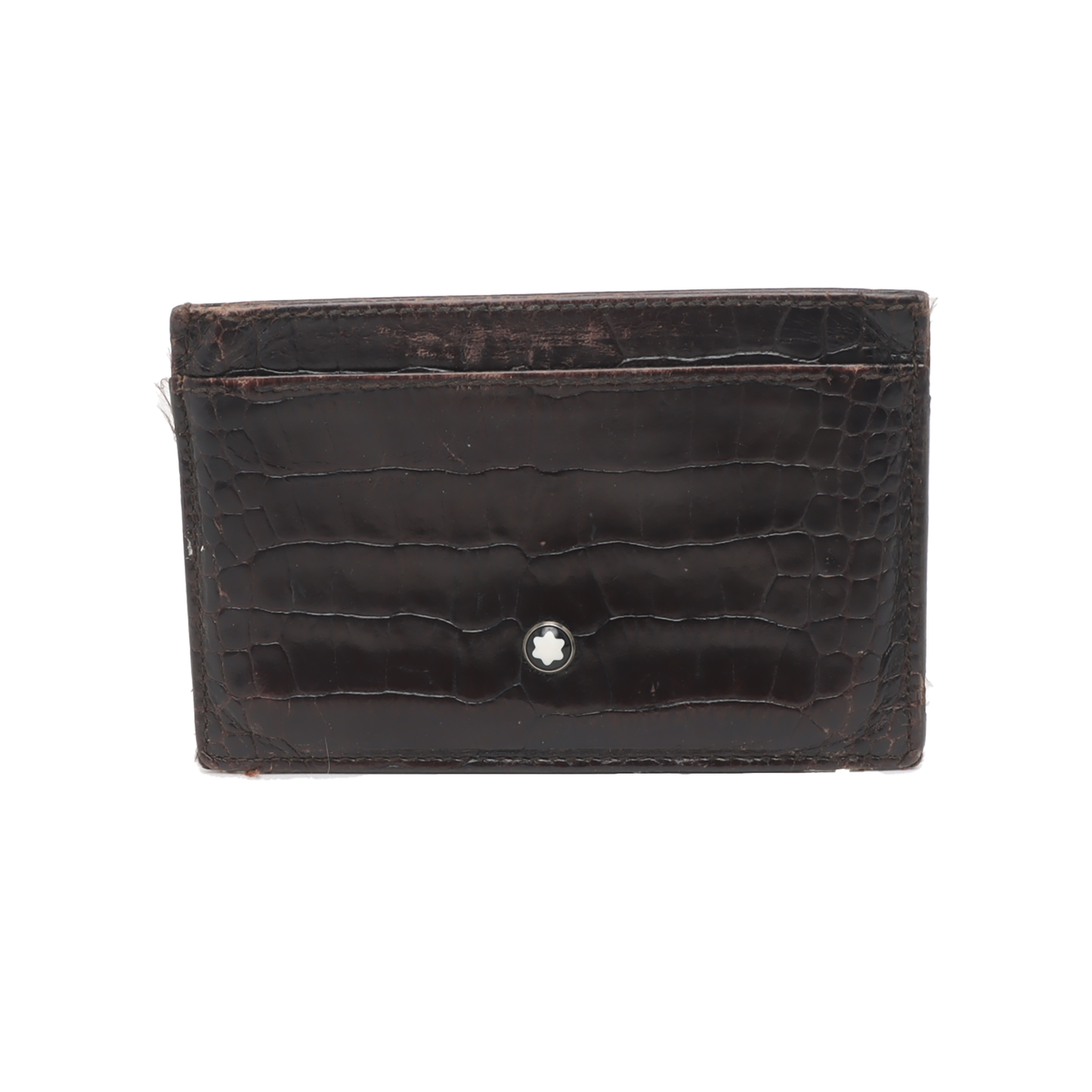 MONTBLANC Black Leather Textured Card Case Silver Hardware-(SKU)-938883863