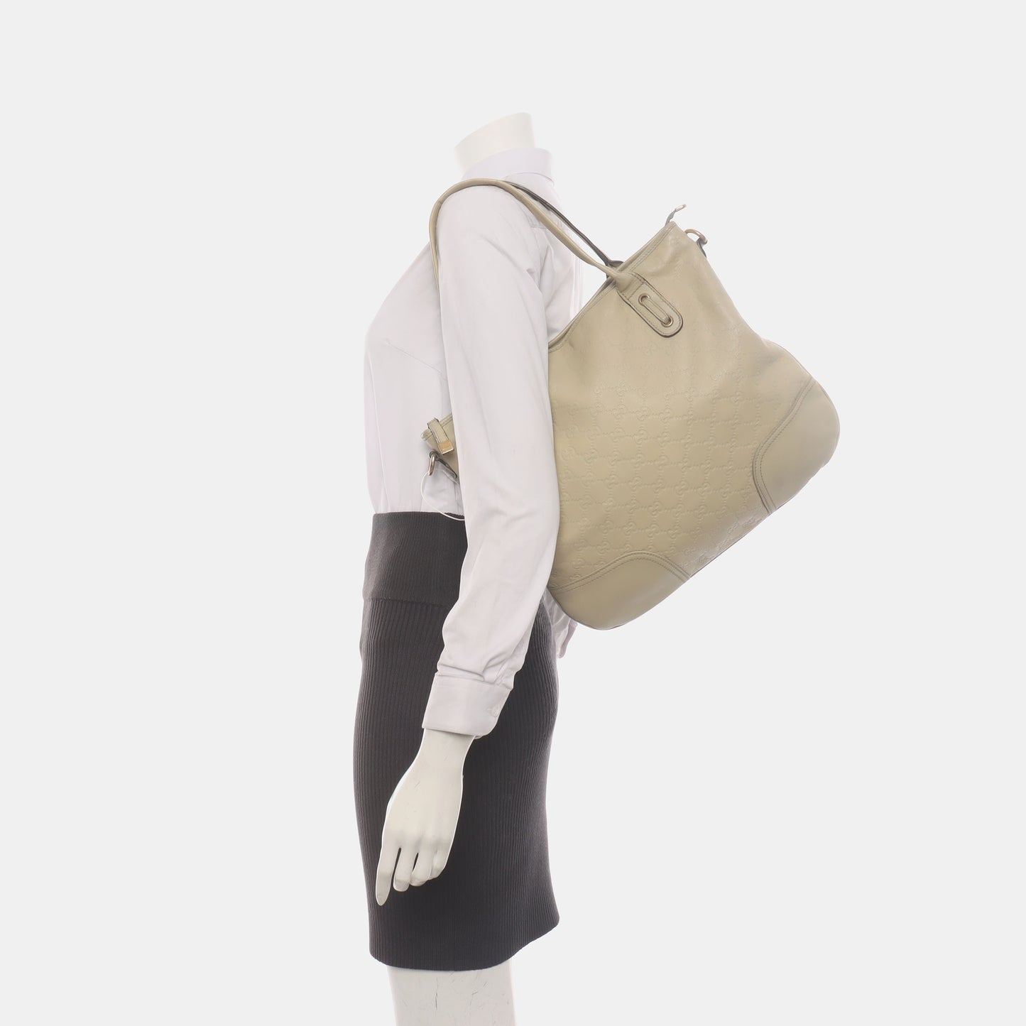 GUCCI Beige cowhide monogram handbag single shoulder bag Golden hardware-(SKU)-937625494