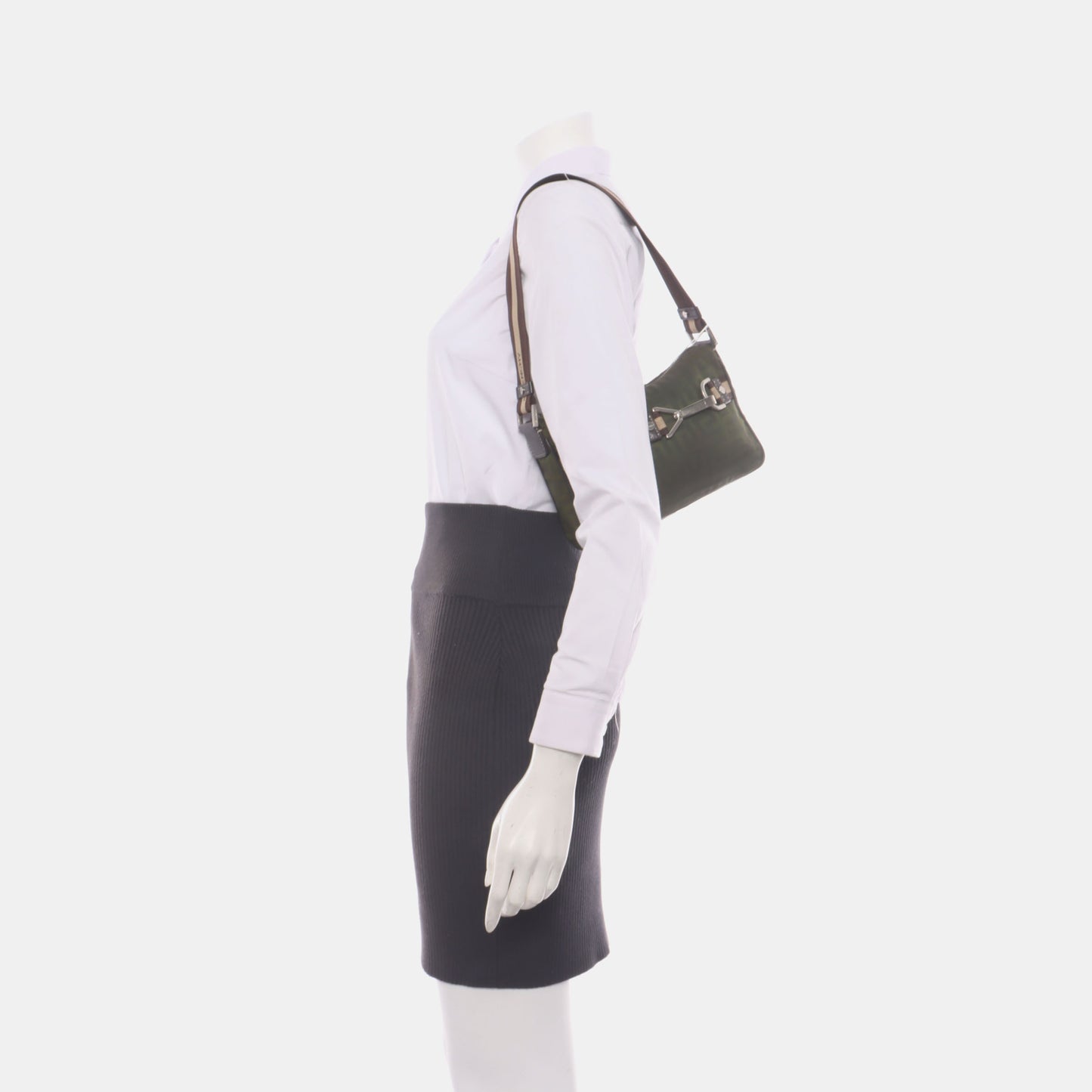 GIVENCHY Deep Green Fabric Floral Single Shoulder Bag Silver Hardware-(SKU)-931311105