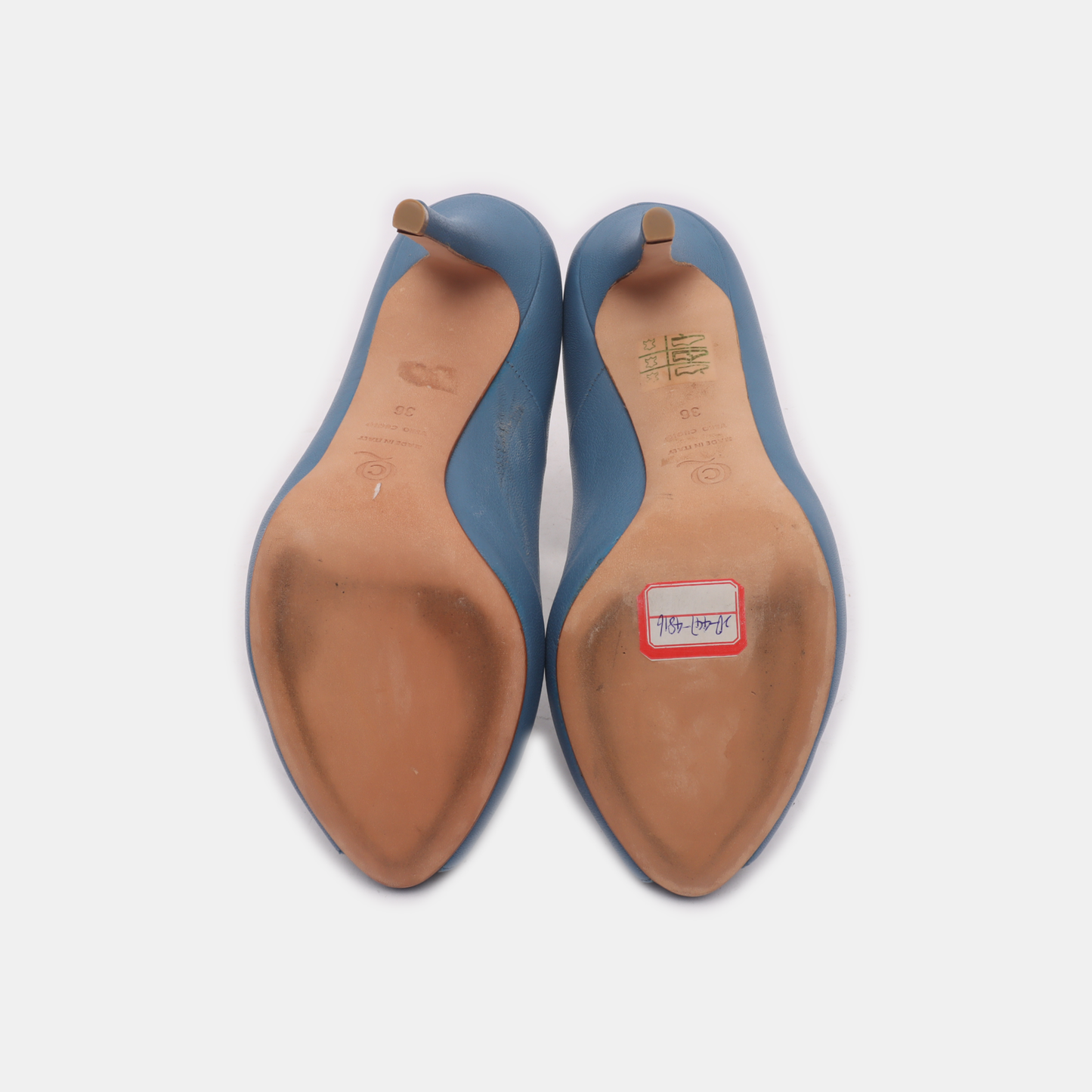 Alexander McQUEEN 36code Summer Blue Leather Women's Heels-(SKU)-13846184