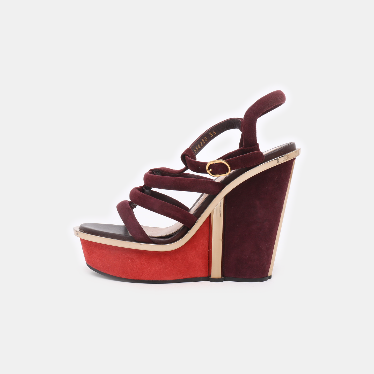 Alexander McQUEEN 36code Autumn Red Suede Leather Women's High Heel Sandals-(SKU)-943292517