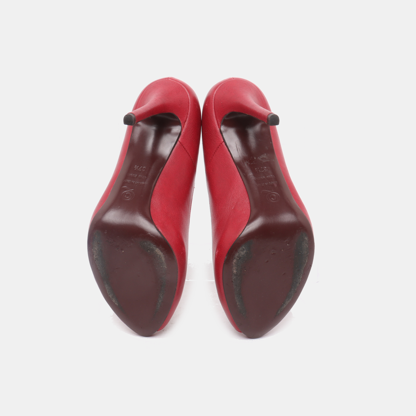 Alexander McQUEEN 37.5code Autumn red leather women's high heels-(SKU)-942694405
