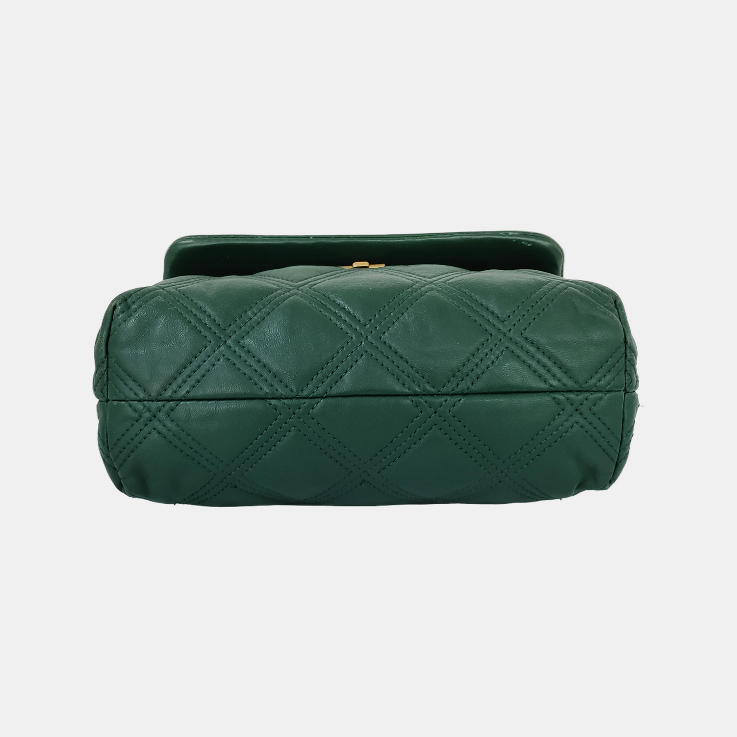 TORY BURCH Fleming Small size Dark Green Calfskin Quilted Crossbody Bag Single Shoulder Bag Golden hardware-(SKU)-942679197