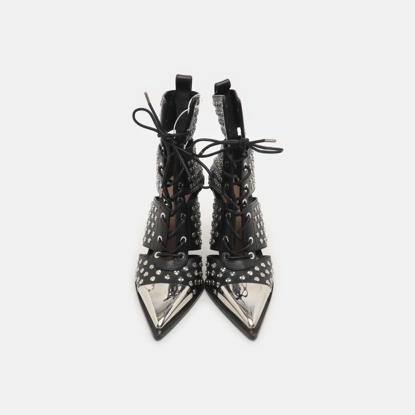 Alexander McQUEEN 37code Spring and Autumn Black Leather Studs Women's High Heels-(SKU)-933862012