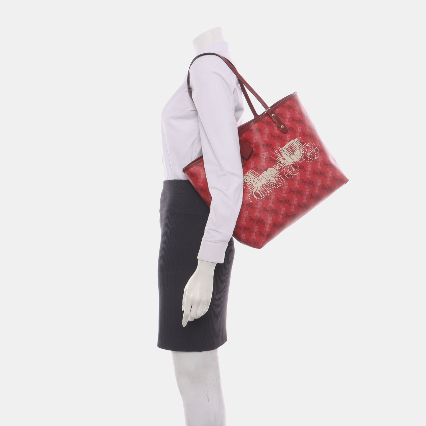 COACH CITY TOTE Red Coated Canvas Carriage Single Shoulder Bag Tote Bag Golden hardware-(SKU)-930901244