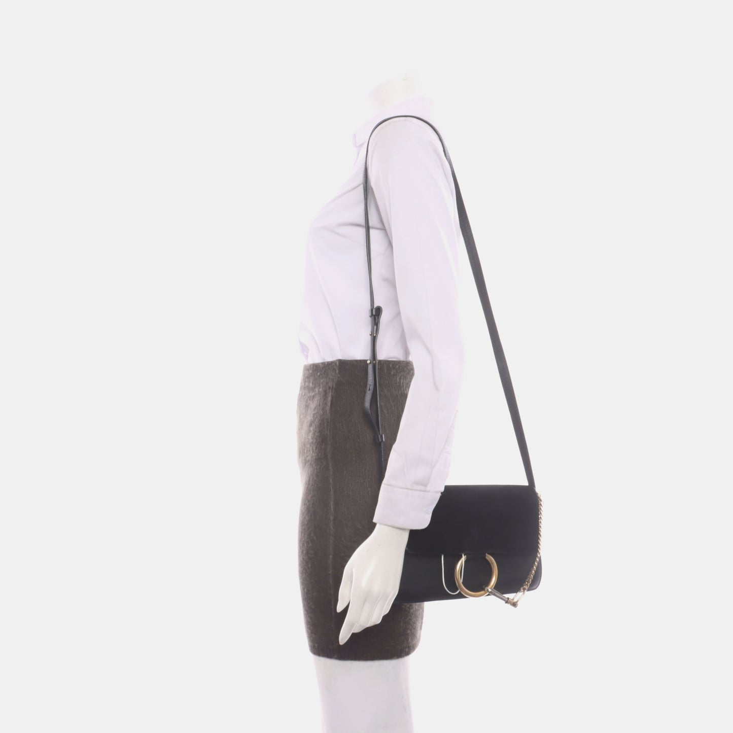 Chloé Faye Small size Black Leather Crossbody Bag Single Shoulder Bag Golden hardware-(SKU)-929268021
