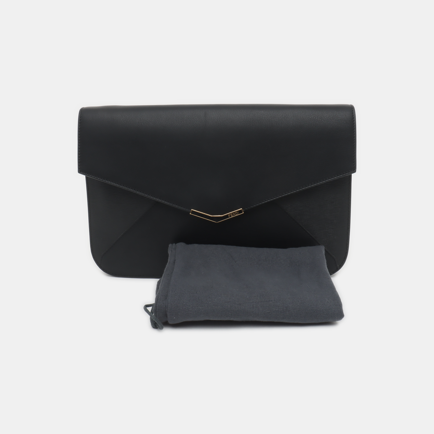 FENDI 2 Jours Black Cowhide Clutch Golden hardware-(SKU)-938664710