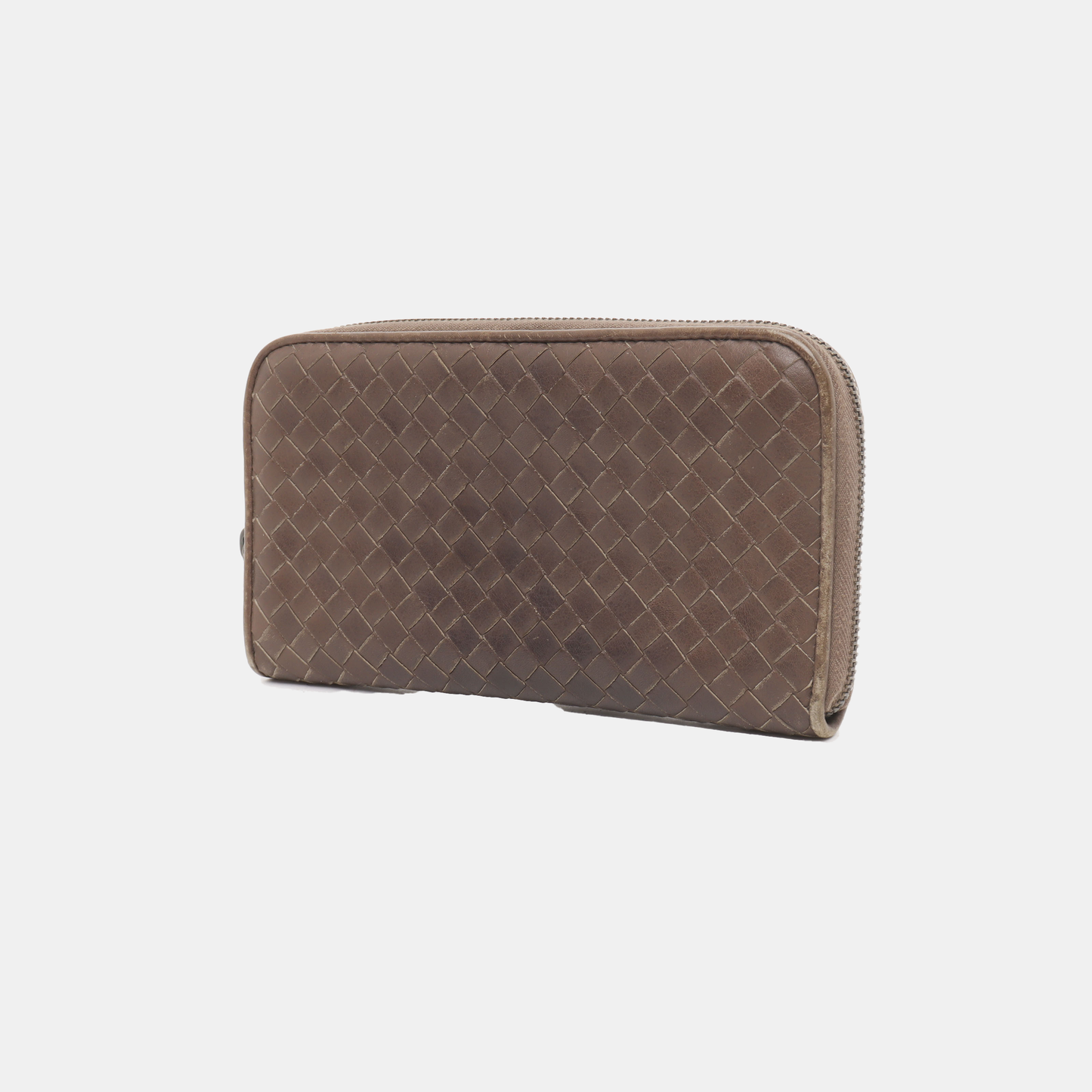 BOTTEGA VENETA Dark Brown Cowhide Woven Wallet Black hardware-(SKU)-939008283
