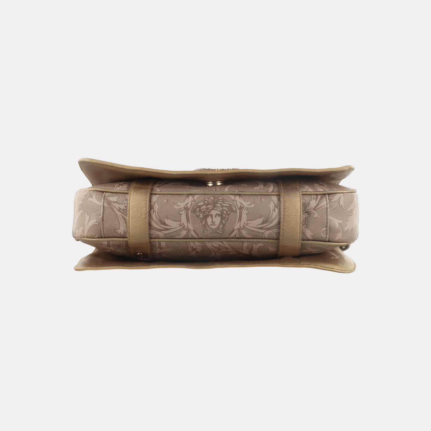 VERSACE Brown Coated Canvas Quilted Single Shoulder Bag Golden hardware-(SKU)-13724290