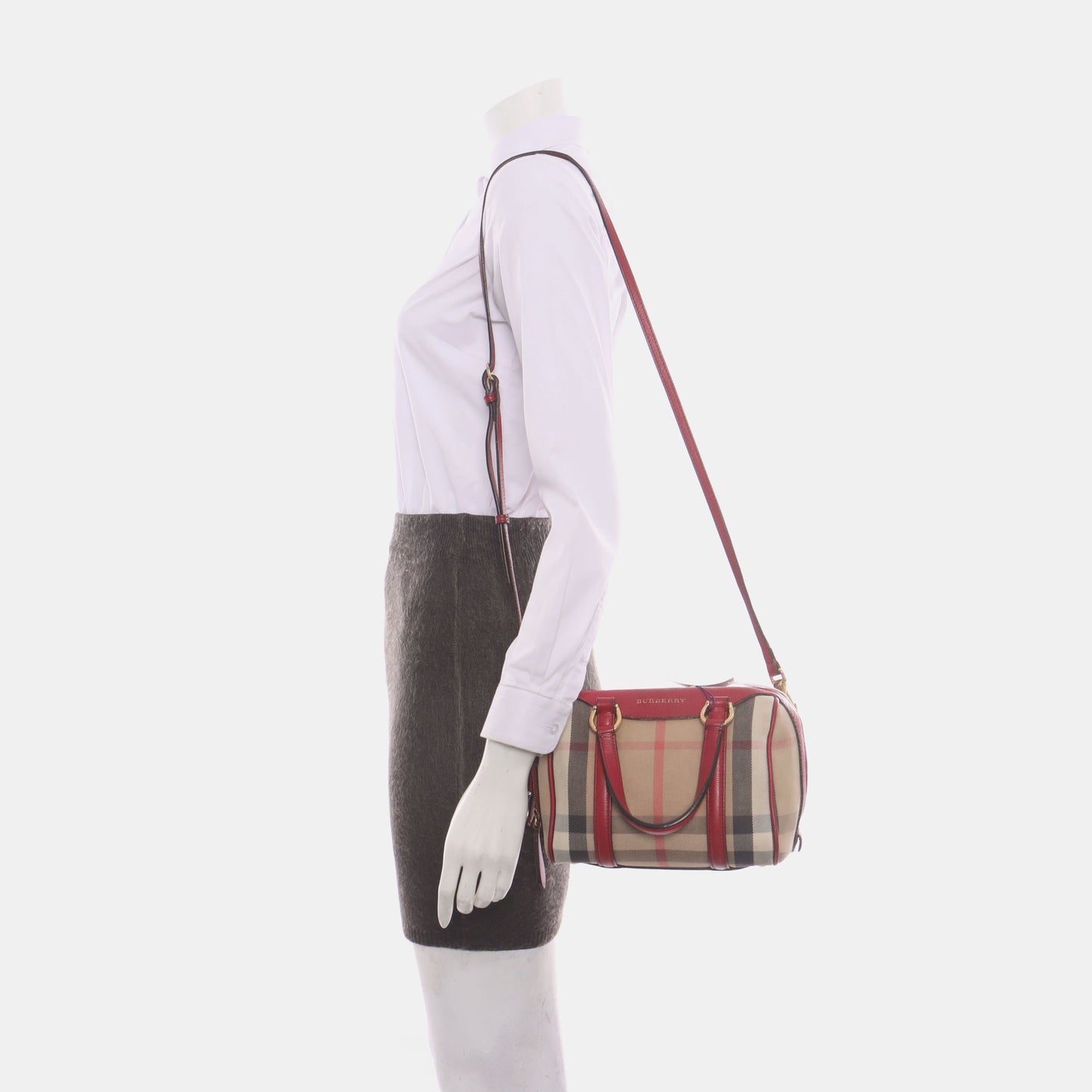 BURBERRY Alchester Brown Canvas Single Shoulder Bag Crossbody Bag Tote Bag Golden hardware Removable shoulder strap-(SKU)-929659819