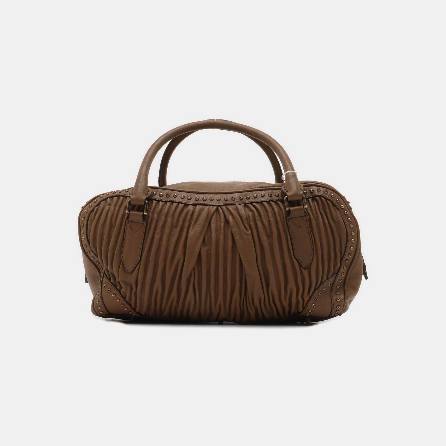 BURBERRY Gladstone Dark Brown Cowhide Studs Tote Bag Golden hardware-(SKU)-931456343