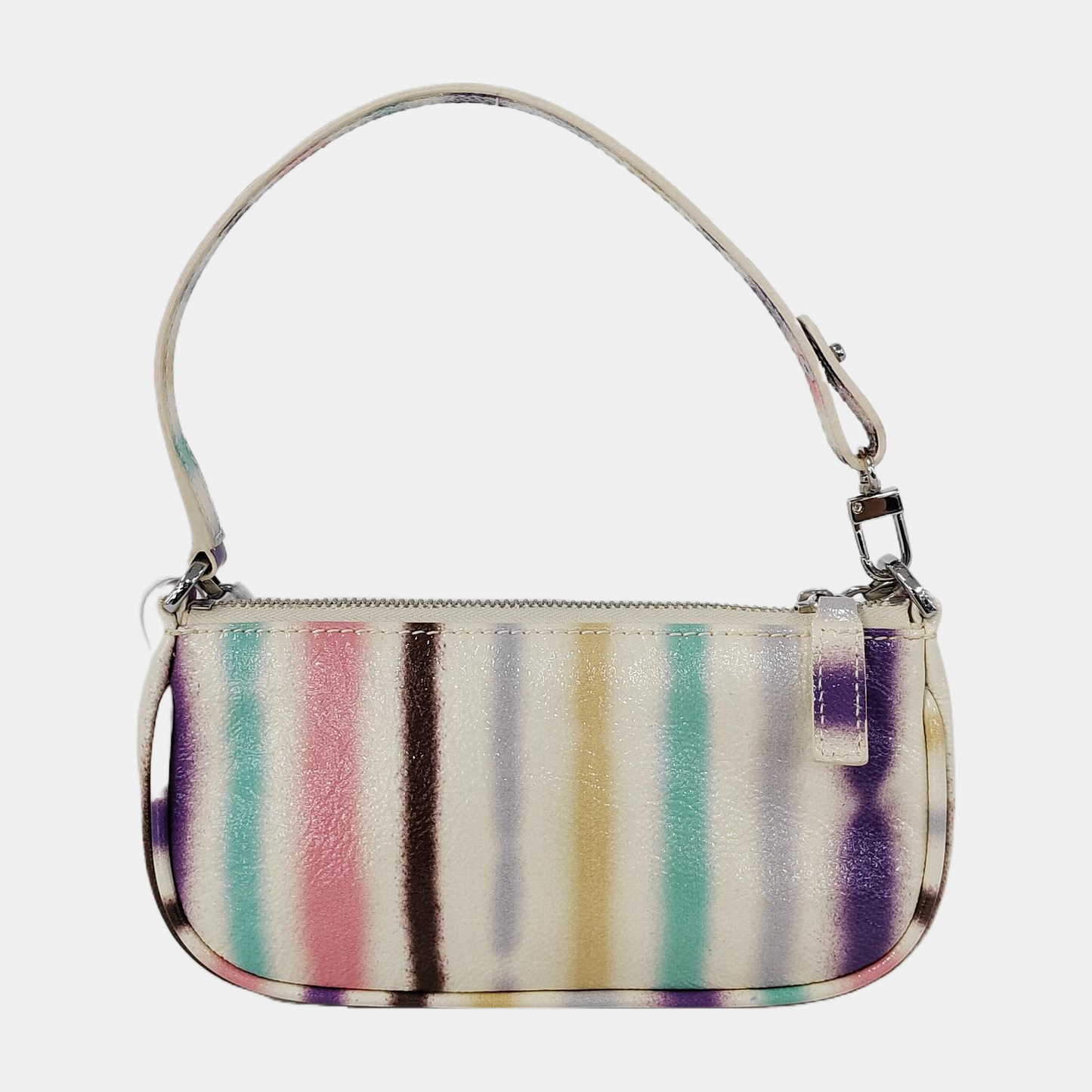 BY FAR White Leather Printed Tote Bag Silver Hardware-(SKU)-944296292