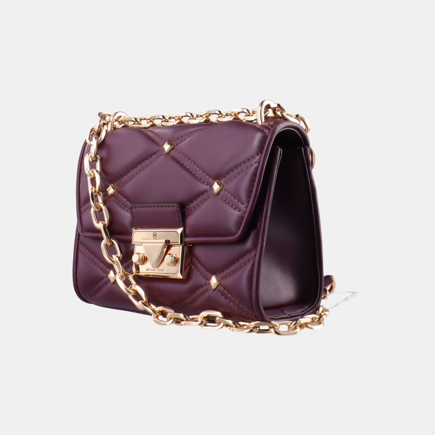 MICHAEL KORS Serena Medium size Burgundy Leather Quilted Shoulder Bag Crossbody Bag Golden hardware-(SKU)-14044778