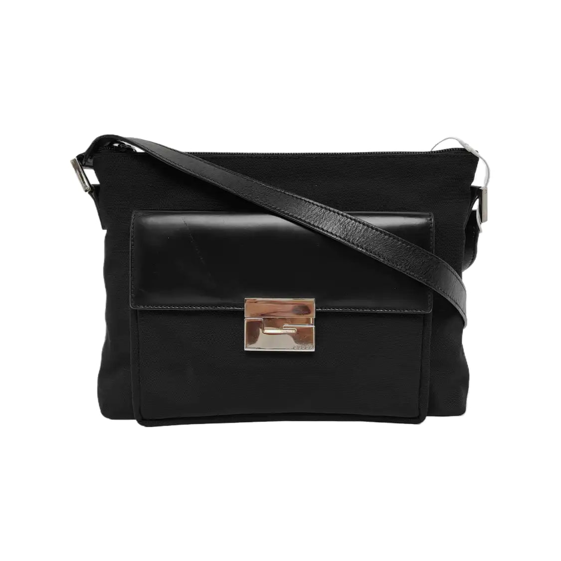 GUCCI Dark Brown Canvas Single Shoulder Bag Tote Ruthenium color hardware-(SKU)-942522014