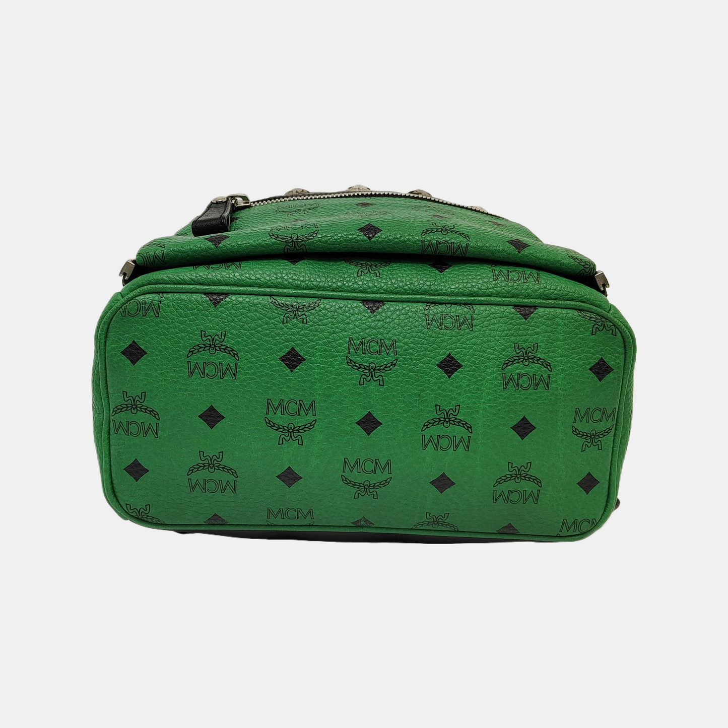 MCM STARK Small size Green Coated Canvas Monogram Studs Backpack Handbag Silver Hardware Sub-bag-(SKU)-940018584