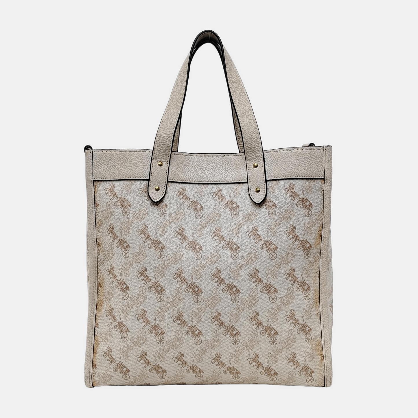 COACH FIELD White Coated Canvas Carriage Single Shoulder Bag Crossbody Handbag Golden hardware Removable shoulder strap-(SKU)-940671744