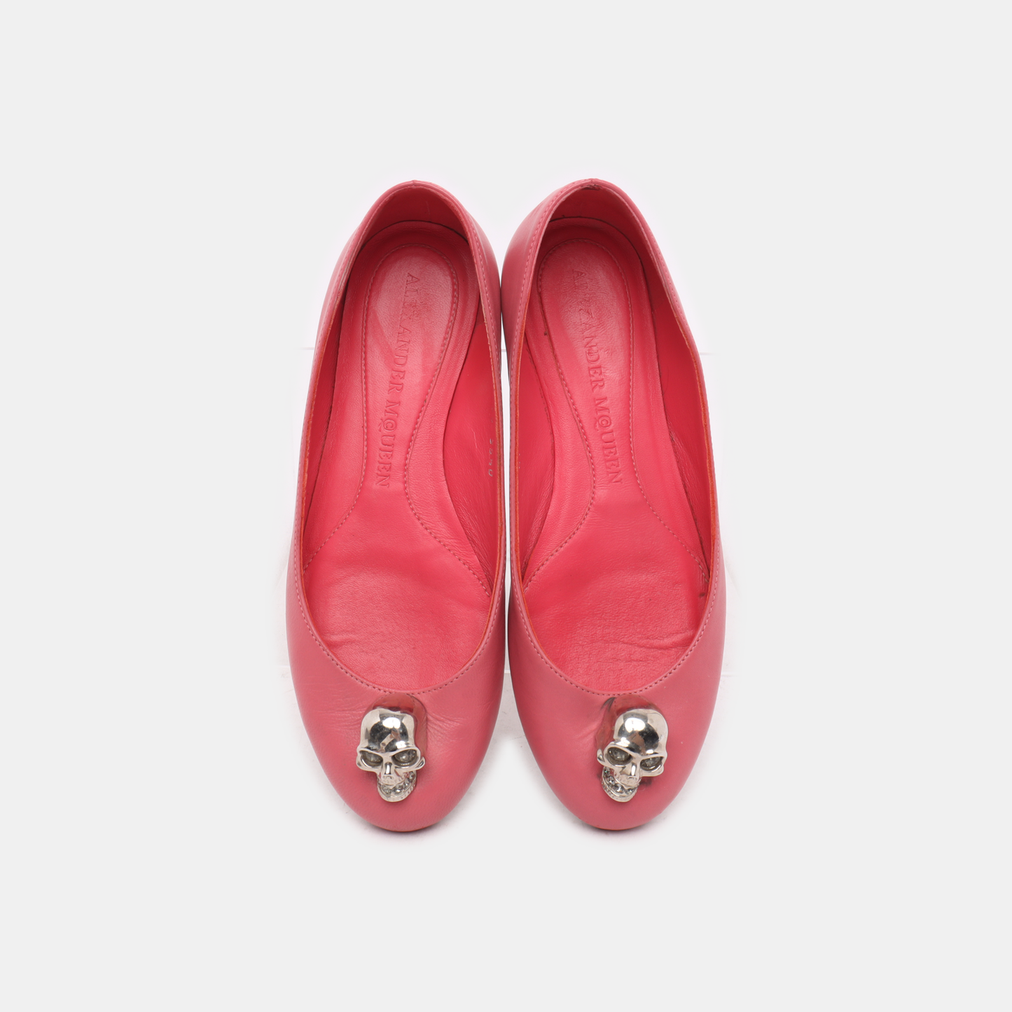 Alexander McQUEEN 35.5code Autumn Winter Pink Leather Women's Low Heel Dress Shoes-(SKU)-13692283