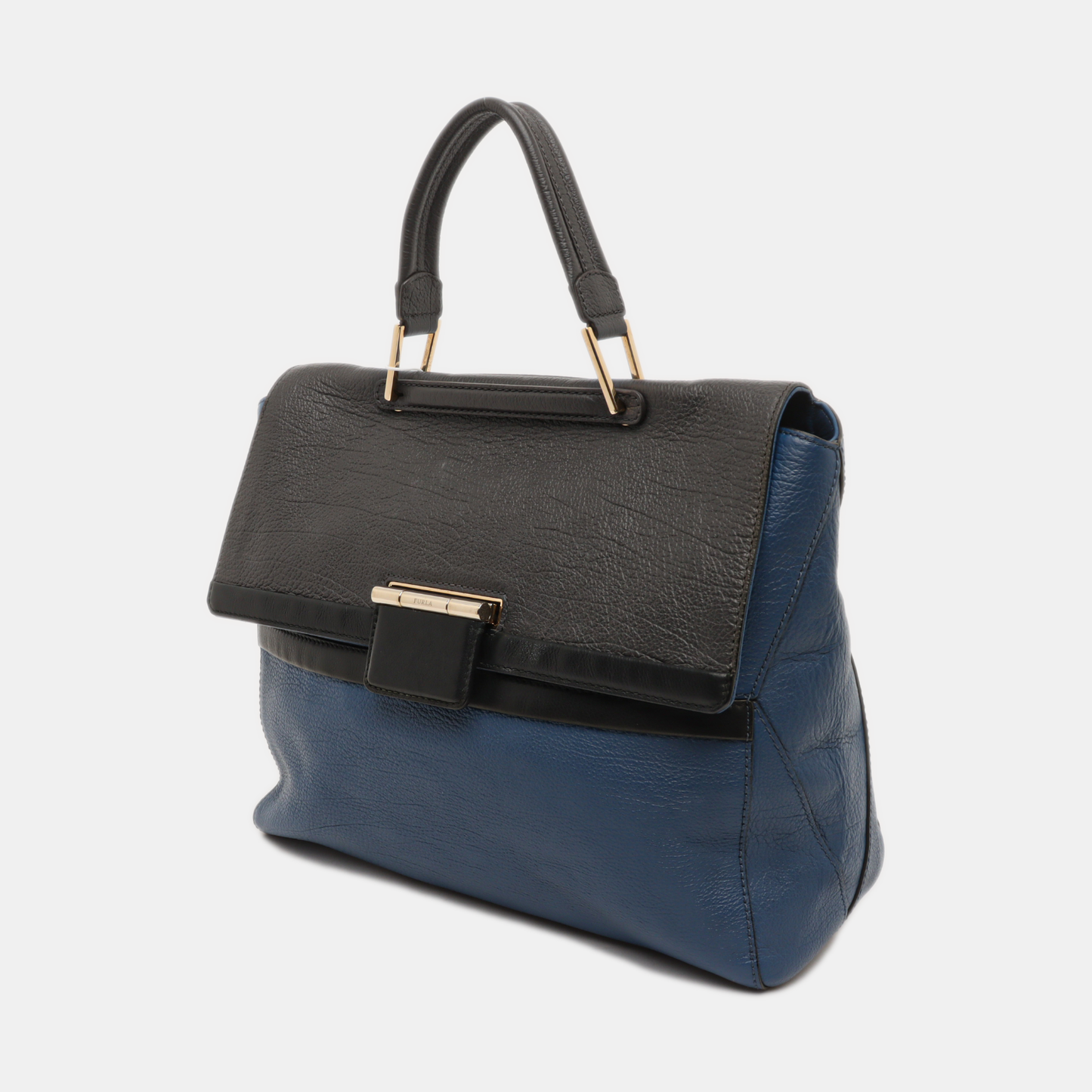 FURLA Blue cowhide single shoulder bag Golden hardware Removable shoulder strap-(SKU)-14420389