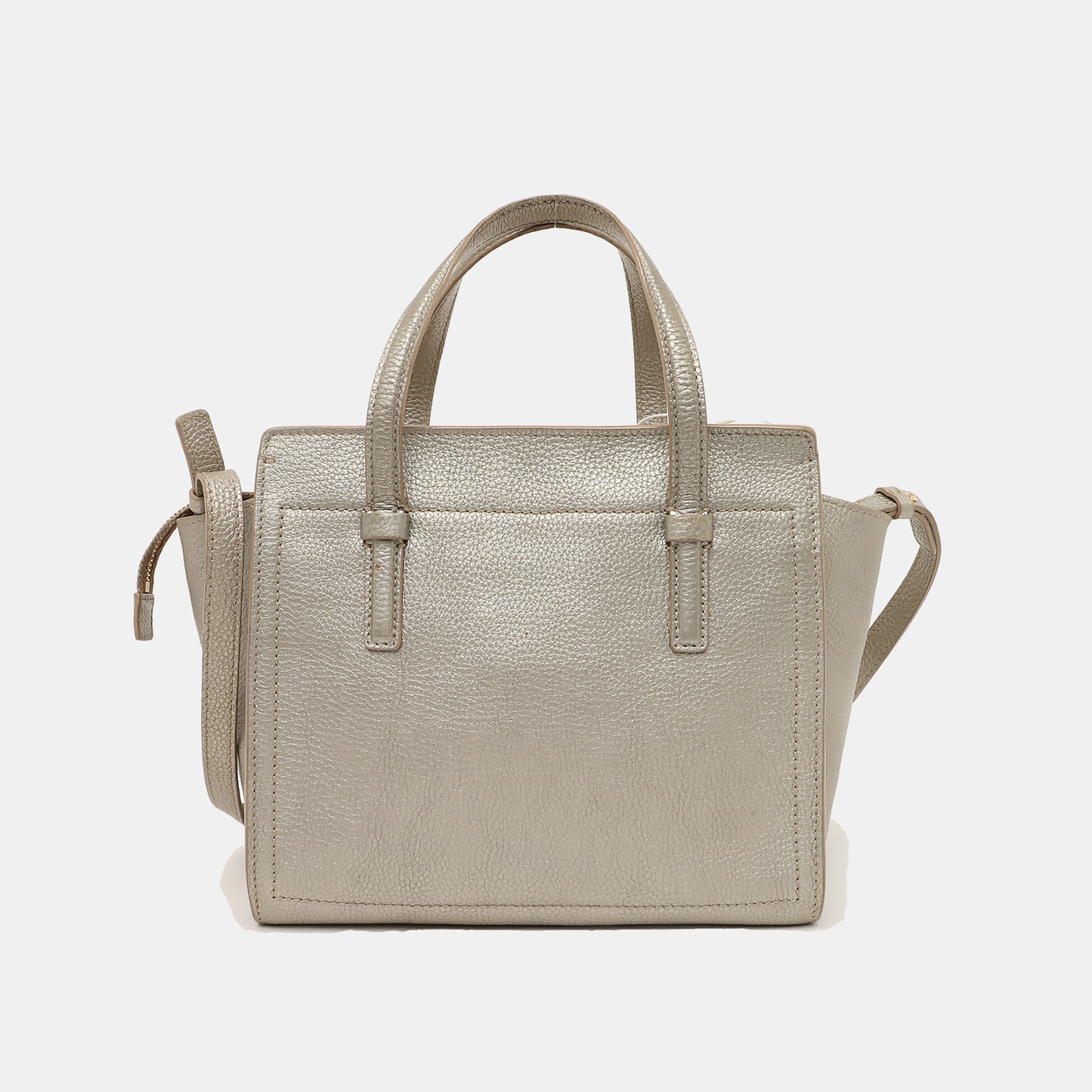 FERRAGAMO Amy Grey Leather Embossed Shoulder Bag Handbag Crossbody Golden hardware Removable shoulder strap-(SKU)-938858716