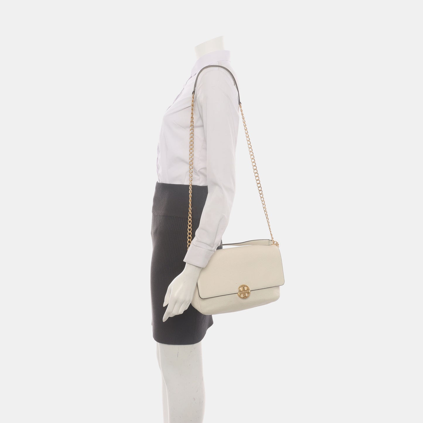 TORY BURCH Chelsea White Leather Crossbody Shoulder Bag Handbag Golden hardware-(SKU)-937687328