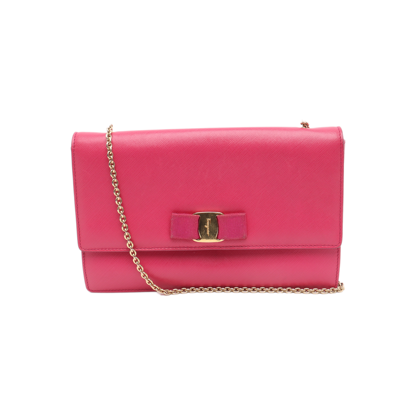 FERRAGAMO Ginny Pink Cowhide Embossed Single Shoulder Bag Crossbody Golden hardware-(SKU)-13042501